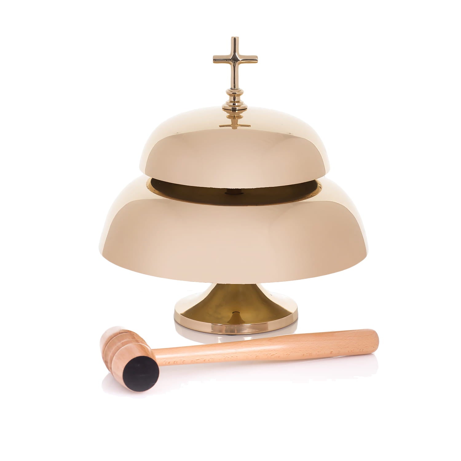 Gong doble – latón – mazo de madera – 33 cm