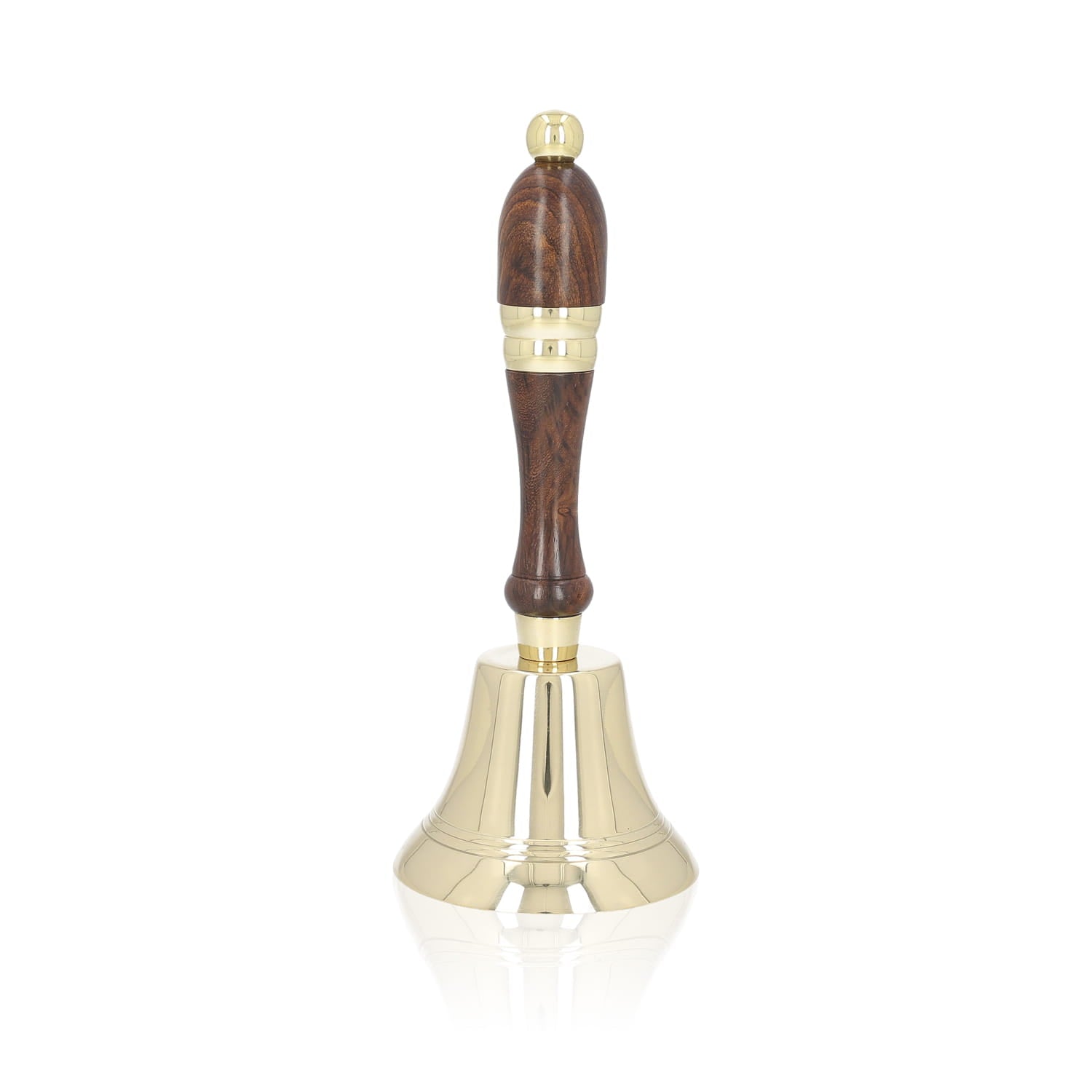 Campana de latón con mango de madera