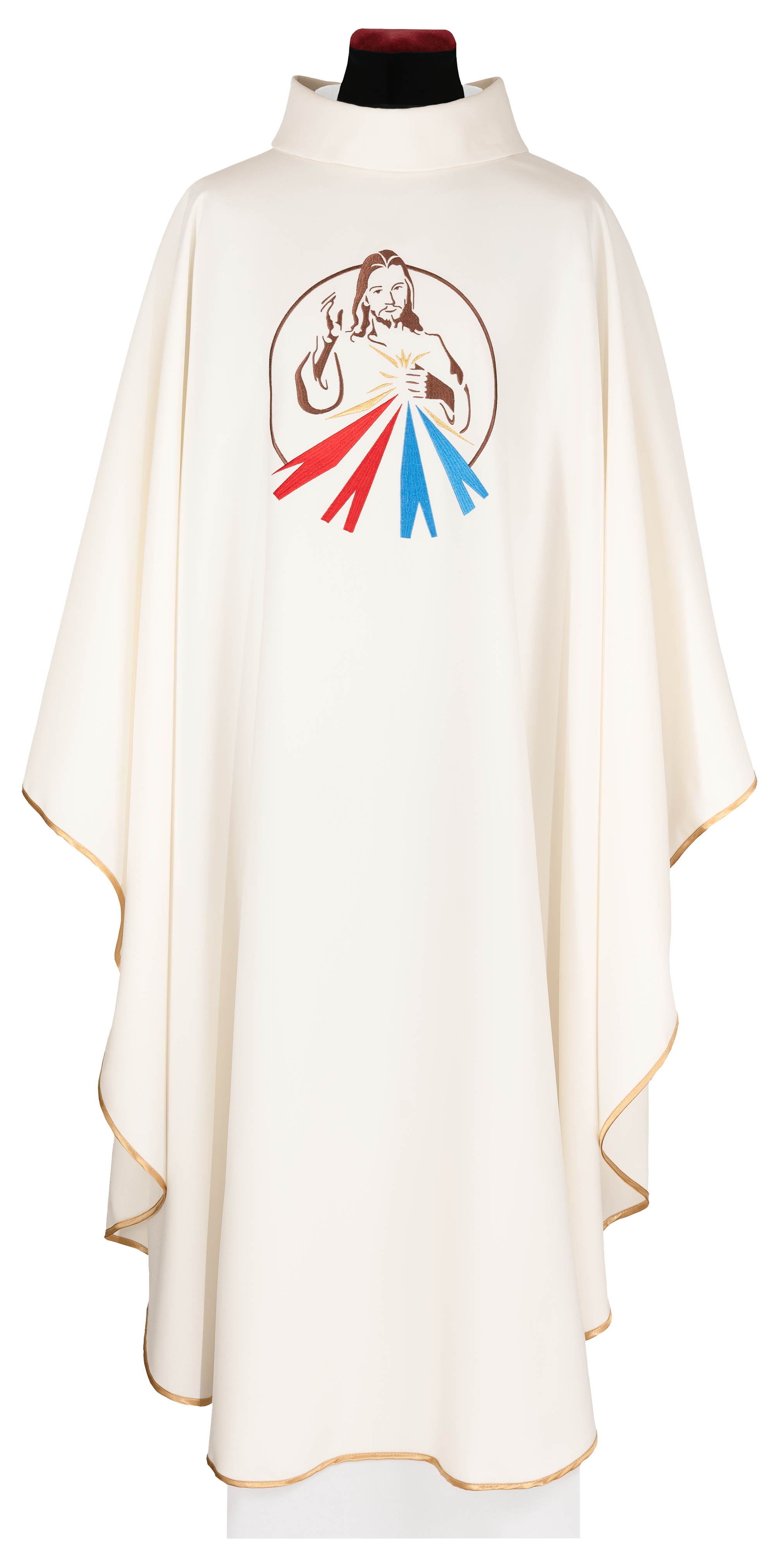 Casulla color crudo con imagen de Jesús Misericordioso