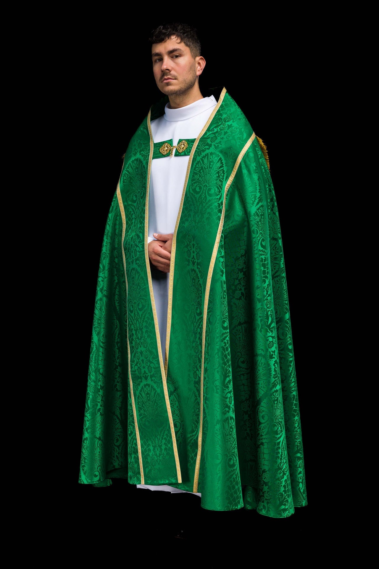 Capa pluvial romana jacquard lisa verde