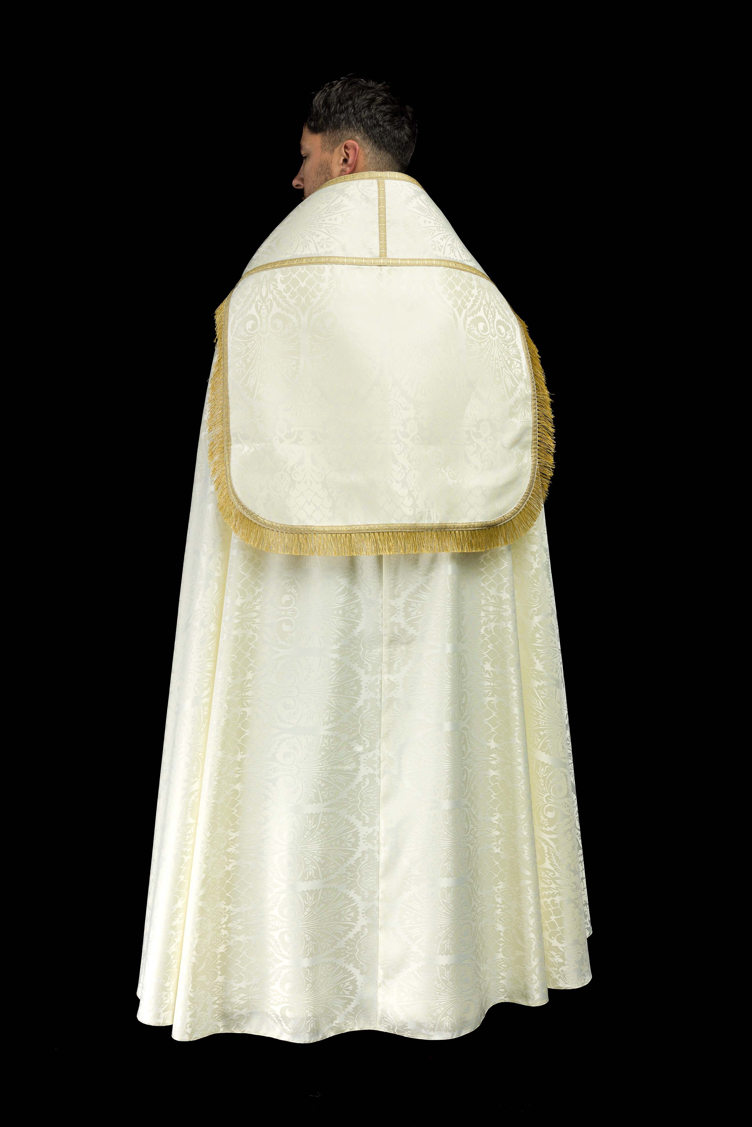 Capa romana lisa de jacquard color ecru