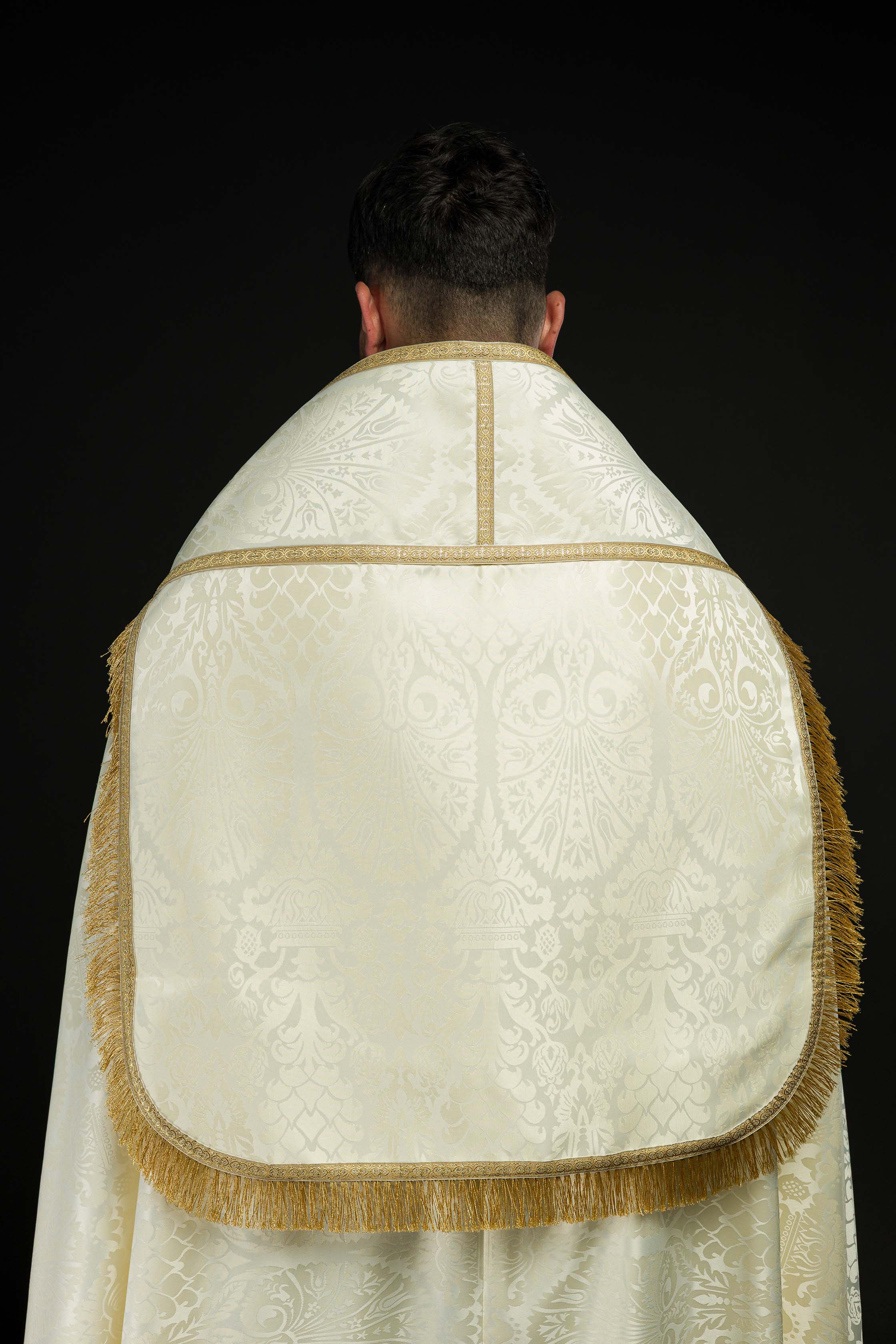 Capa romana lisa de jacquard color ecru