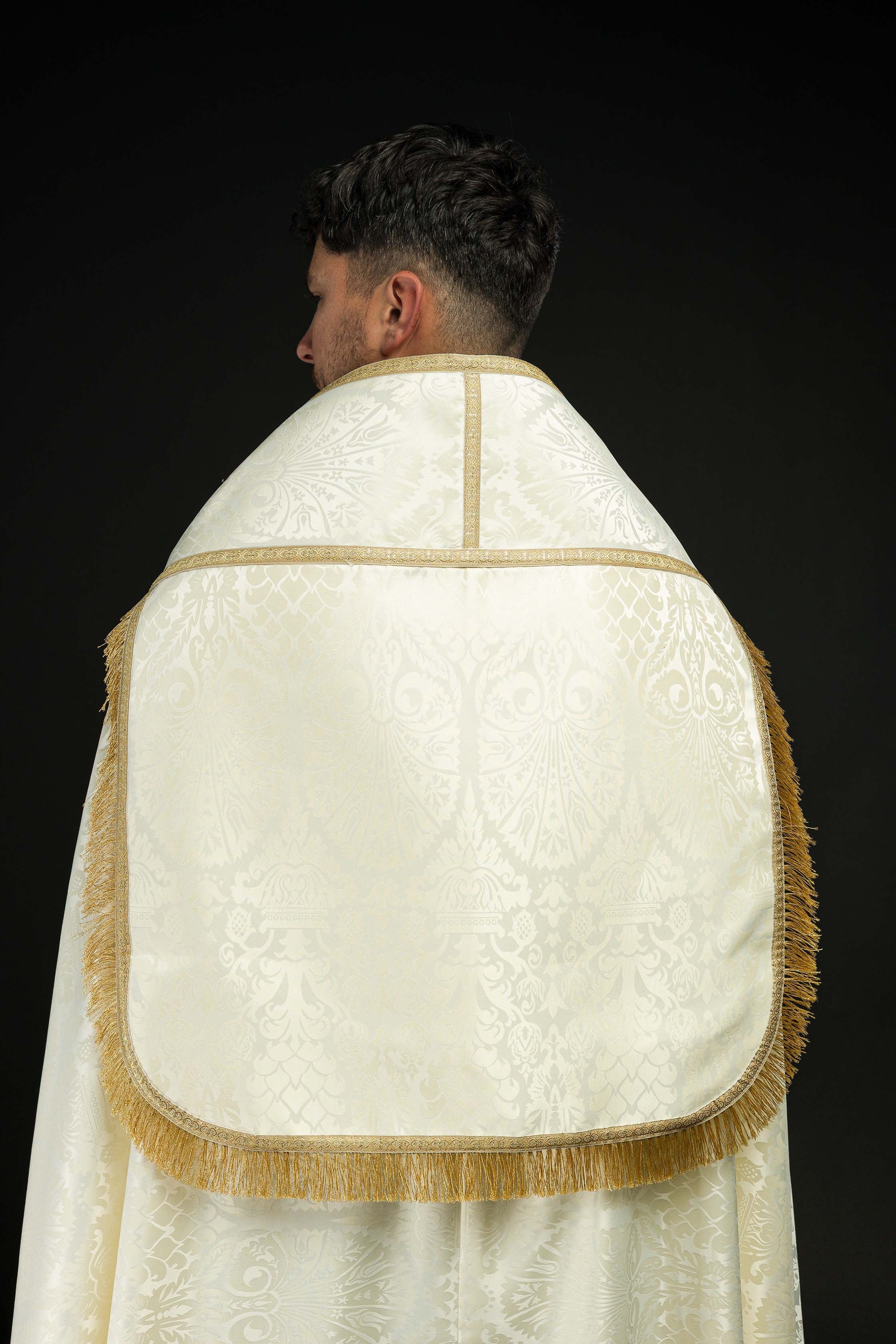 Capa romana lisa de jacquard color ecru