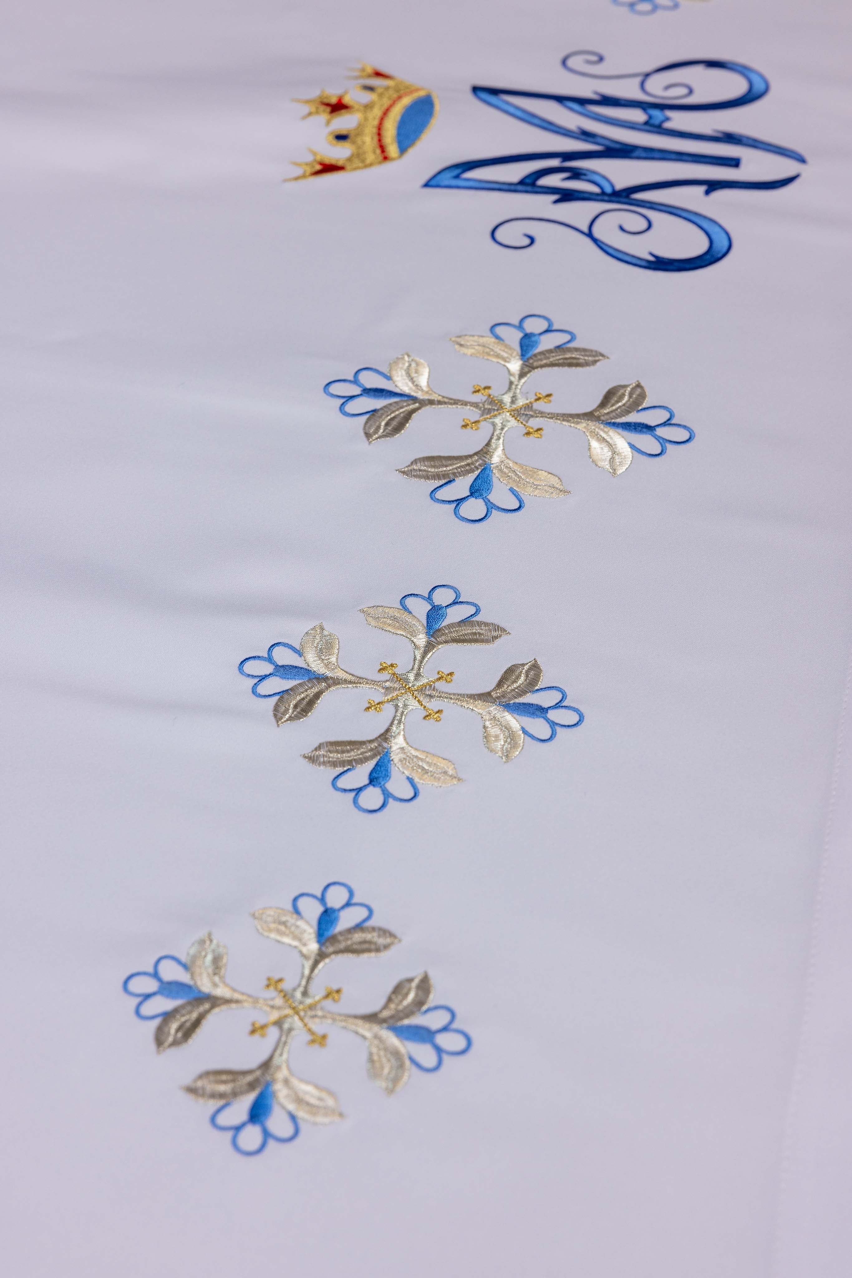Mantel de altar con bordado frontal azul mariano