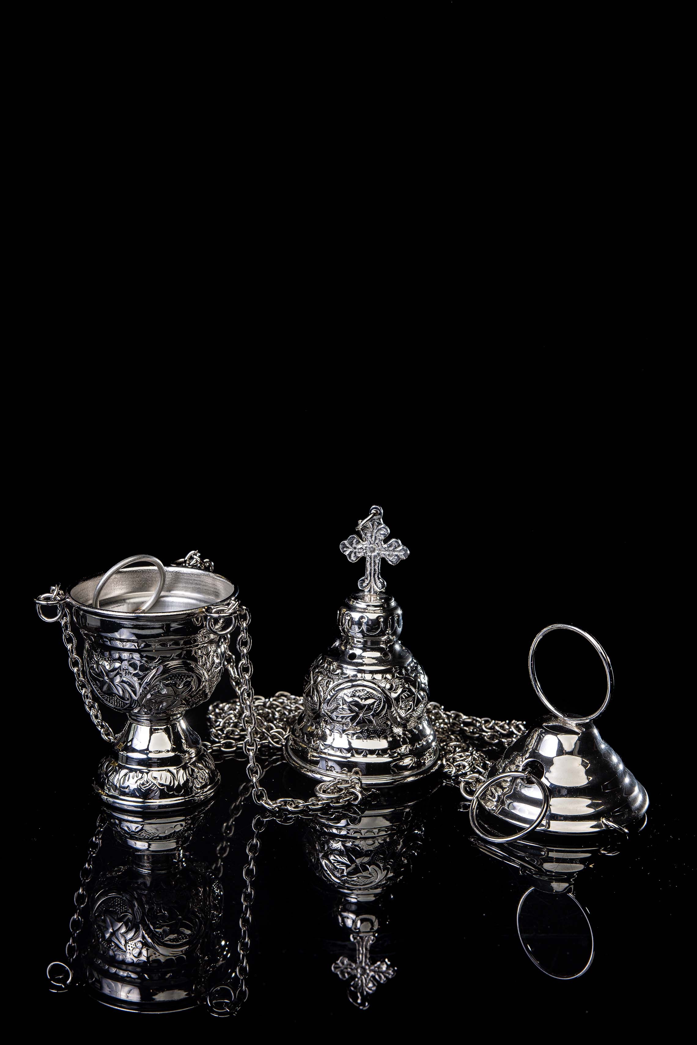 Incensario - latón - níquel - 19 cm