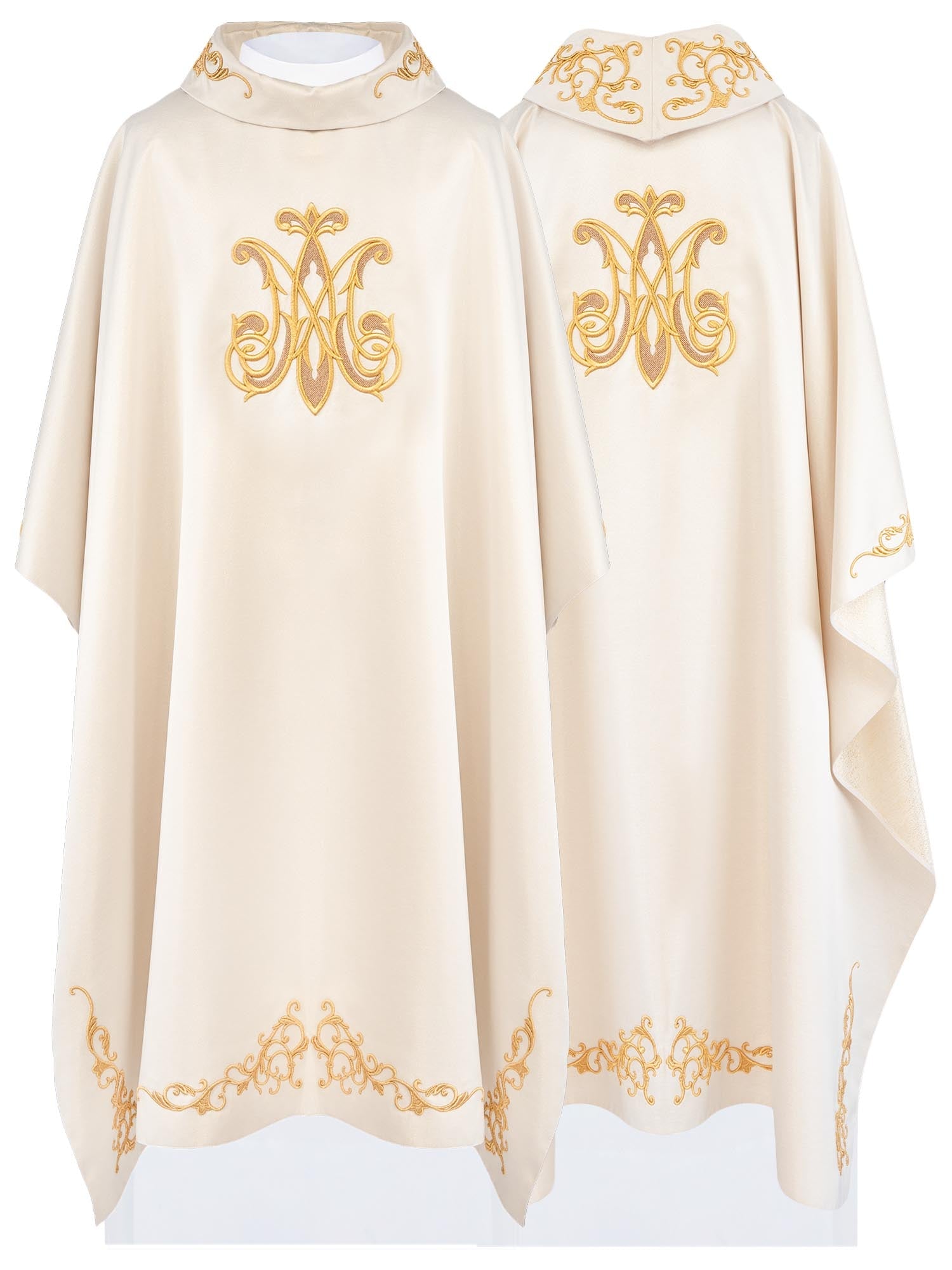 Ornat liturgiczny z bogato haftowanym herbem Maryjnym - ORNATY.PL
