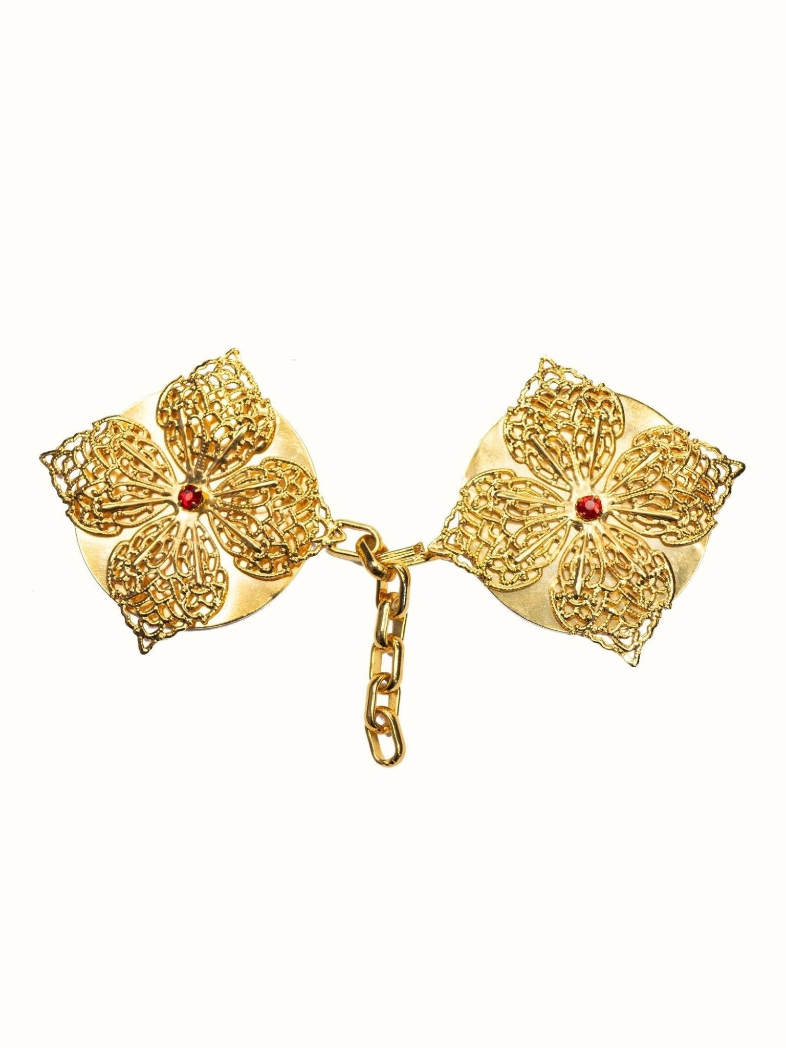 Broche dorada para capa pluvial con piedra decorativa KZP/006 - CASULLAS.ES