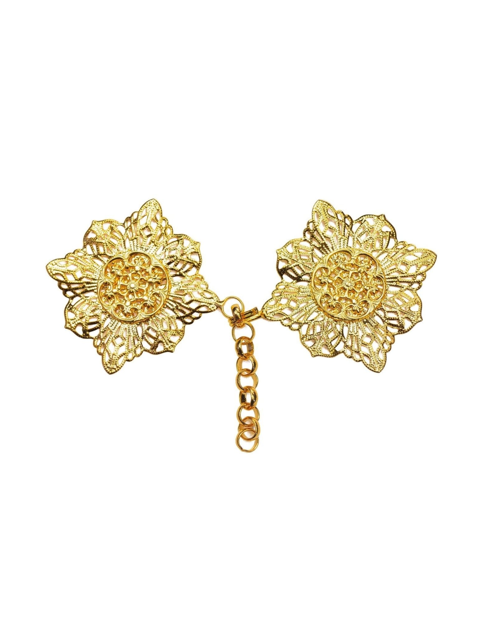 Broche dorada para capa pluvial símbolo Flor KZP/005 - CASULLAS.ES