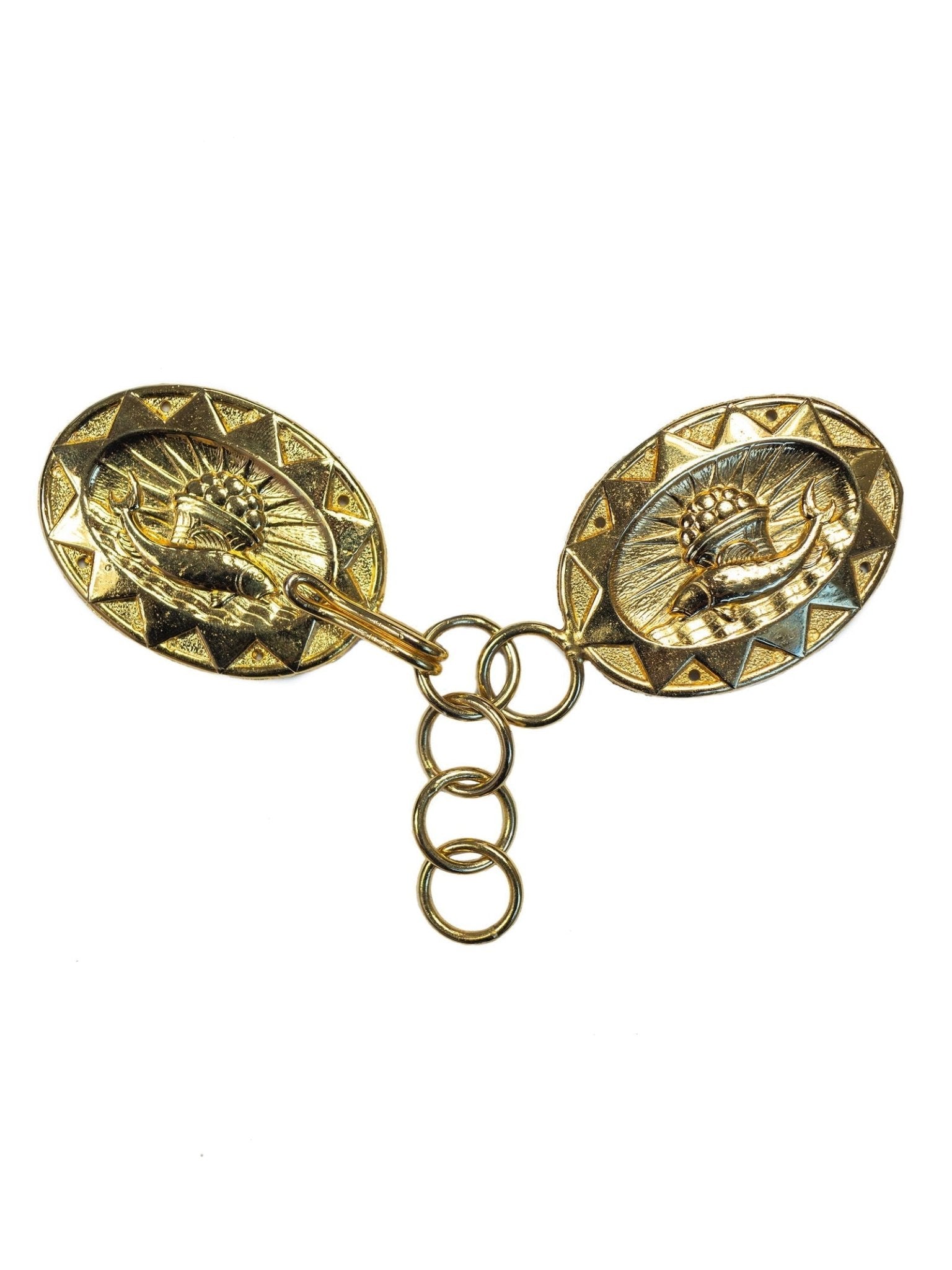 Broche dorada para capa pluvial símbolo Pez KZP/002 - CASULLAS.ES