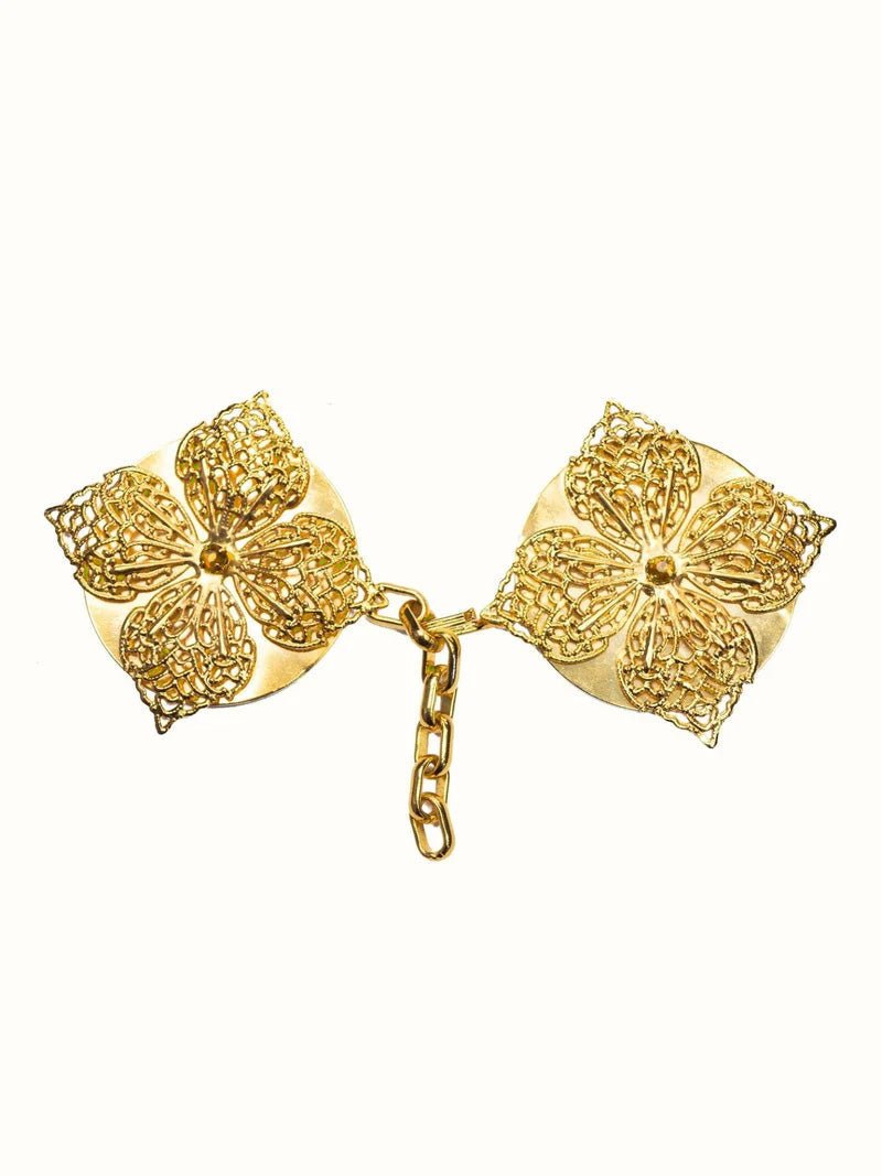 Broche dorado para capa y velo con piedra decorativa KZP/006 - CASULLAS.ES