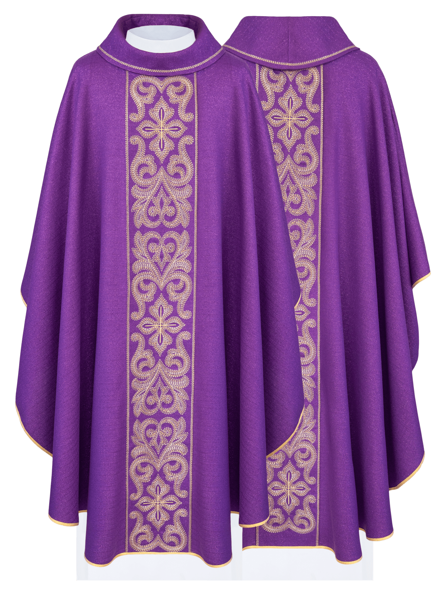 Casulla púrpura ricamente bordada con cruces LE/7028/03 - CASULLAS.ES
