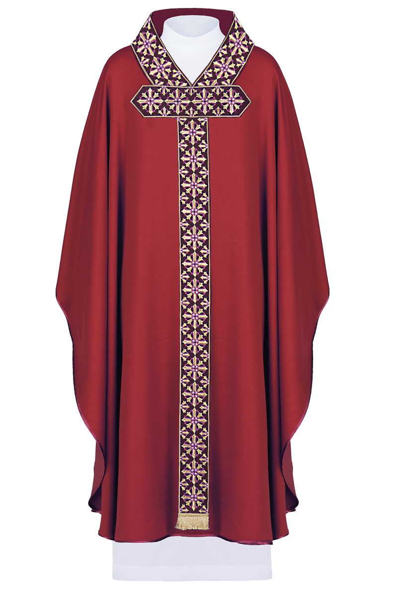 Casulla roja ricamente bordada LE/7026/02 - CASULLAS.ES