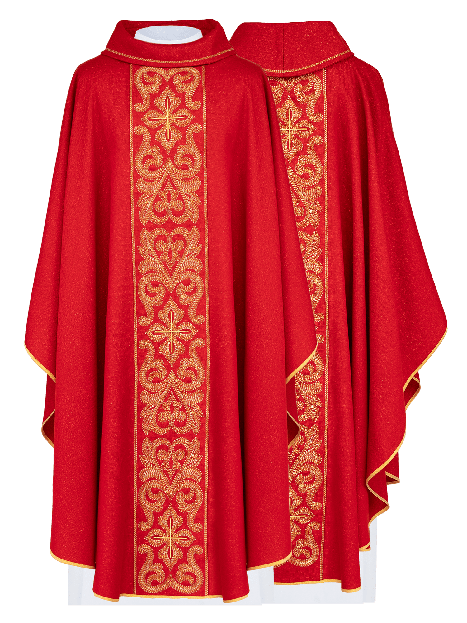 Casulla roja ricamente bordada con cruces LE/7028/02 - CASULLAS.ES