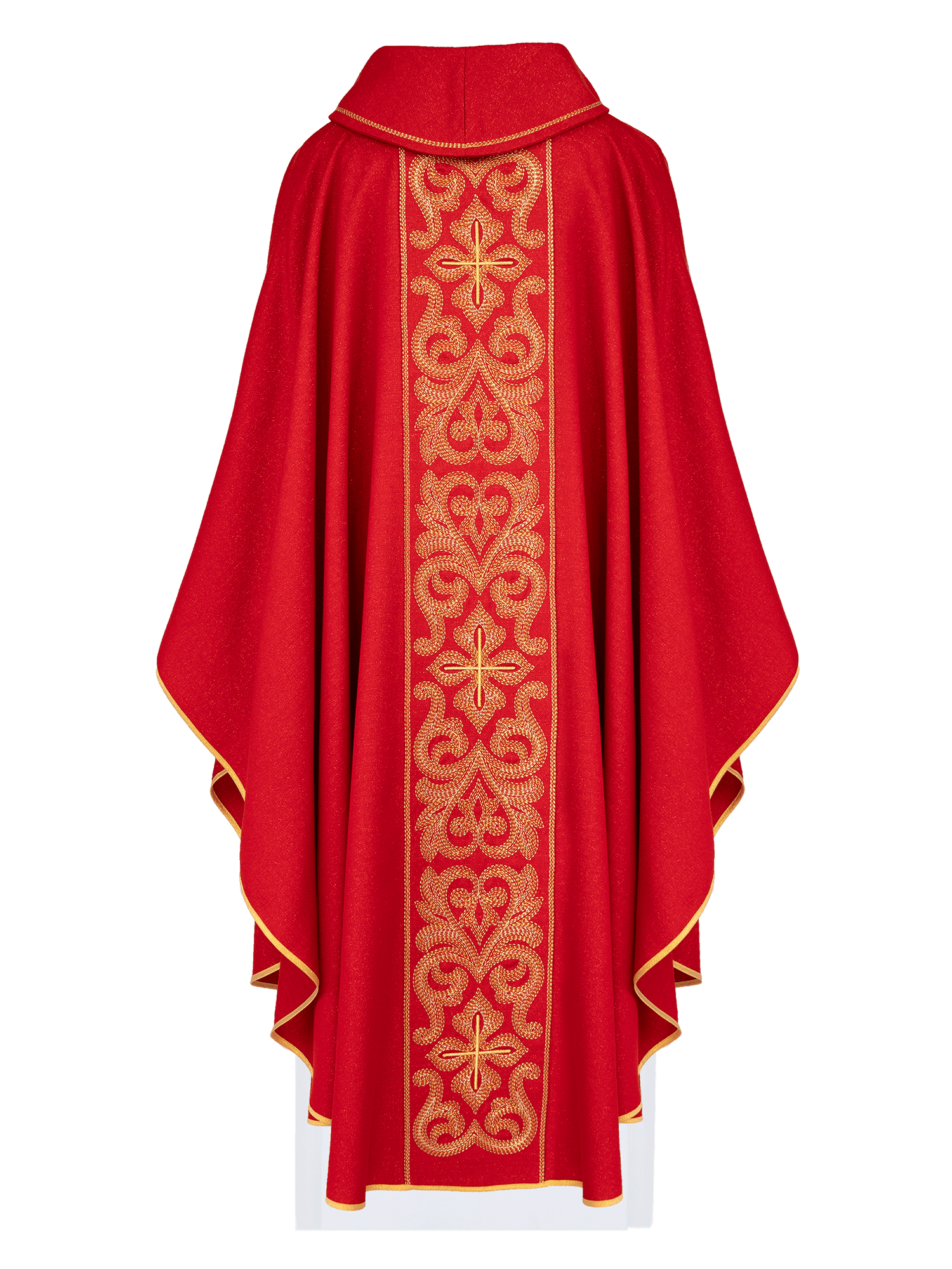 Casulla roja ricamente bordada con cruces LE/7028/02 - CASULLAS.ES