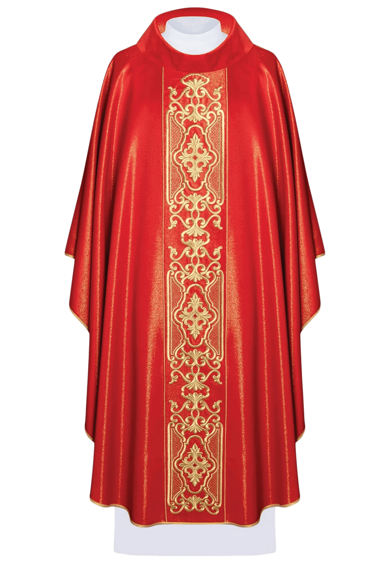 Casulla roja ricamente bordada y brillante LE/7021/02 - CASULLAS.ES