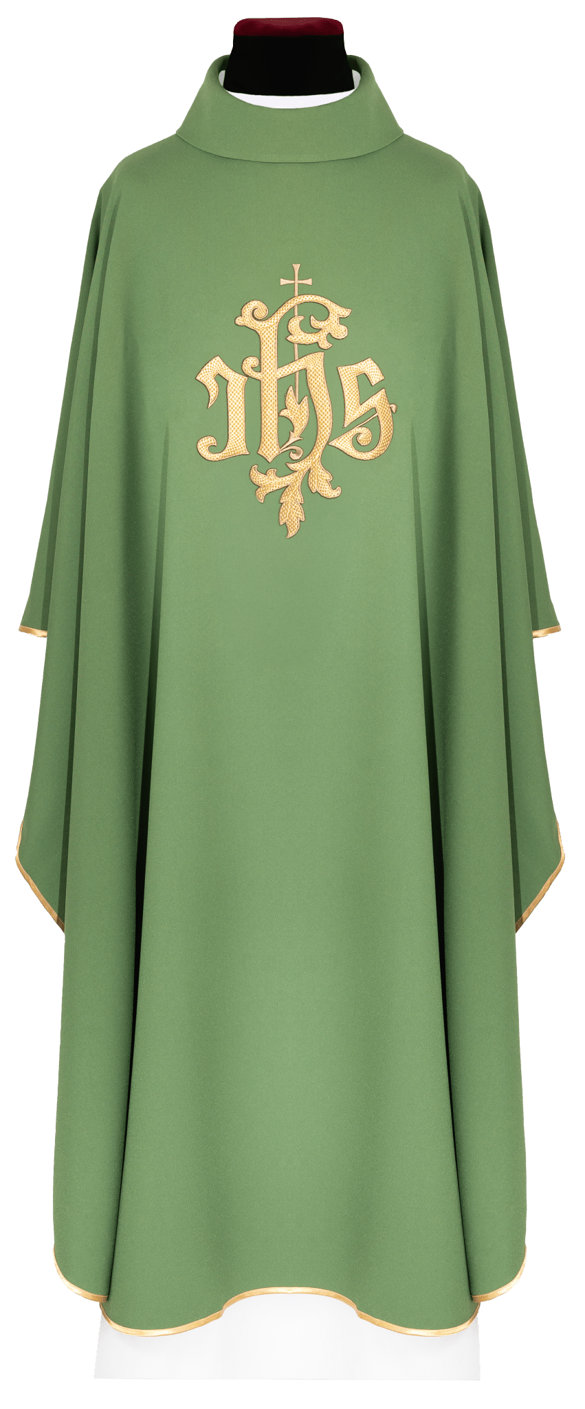 Casulla verde con bordado dorado del símbolo IHS KDT/7047/01/12 - CASULLAS.ES