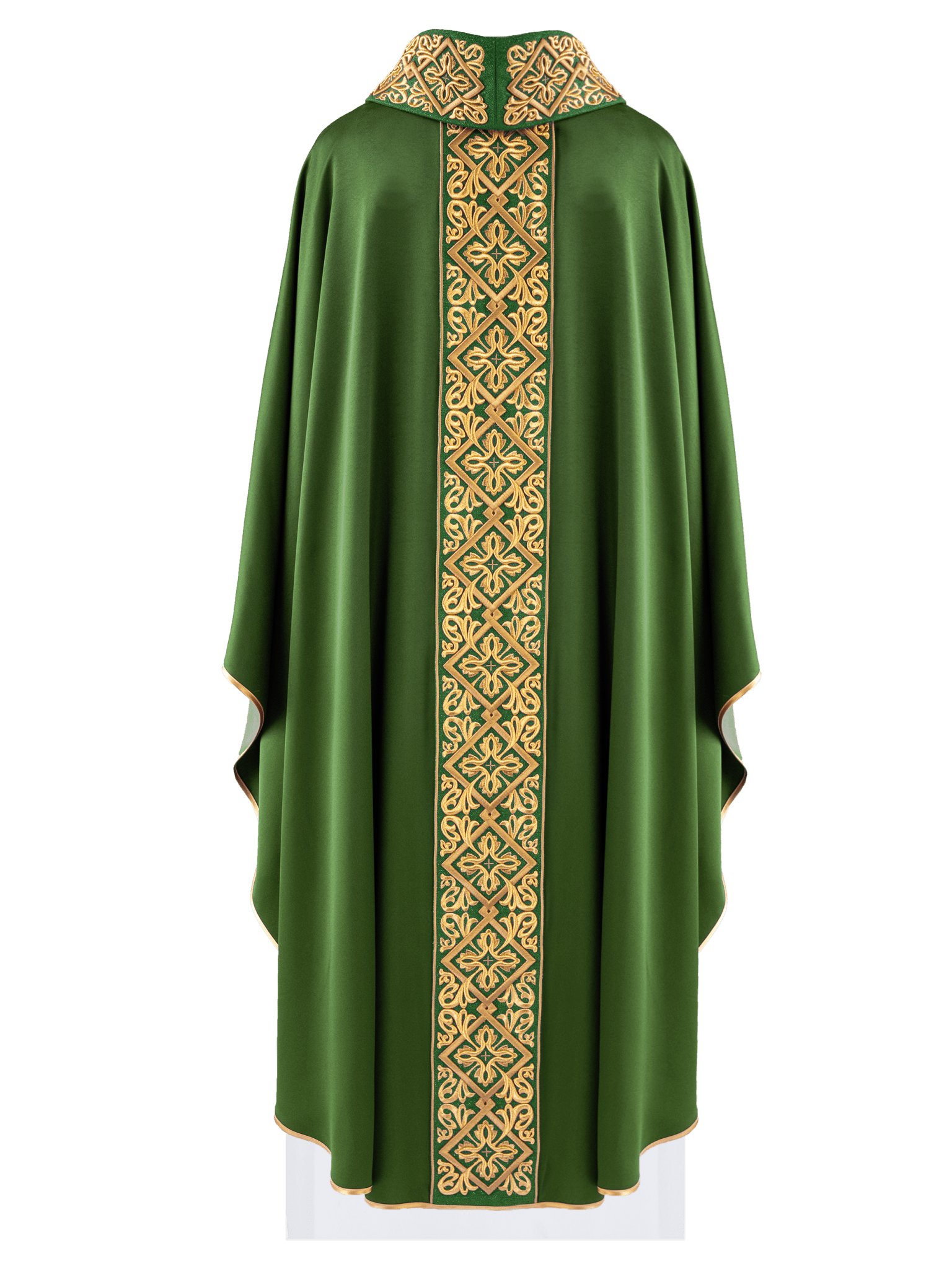 Casulla verde ricamente bordada con motivo floral y cruces LE/7027/01 - CASULLAS.ES