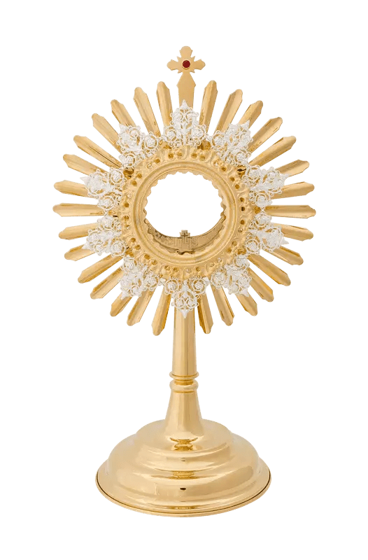 Custodia de Latón Dorado adornada con Rubí KNR/0105 35CM - CASULLAS.ES