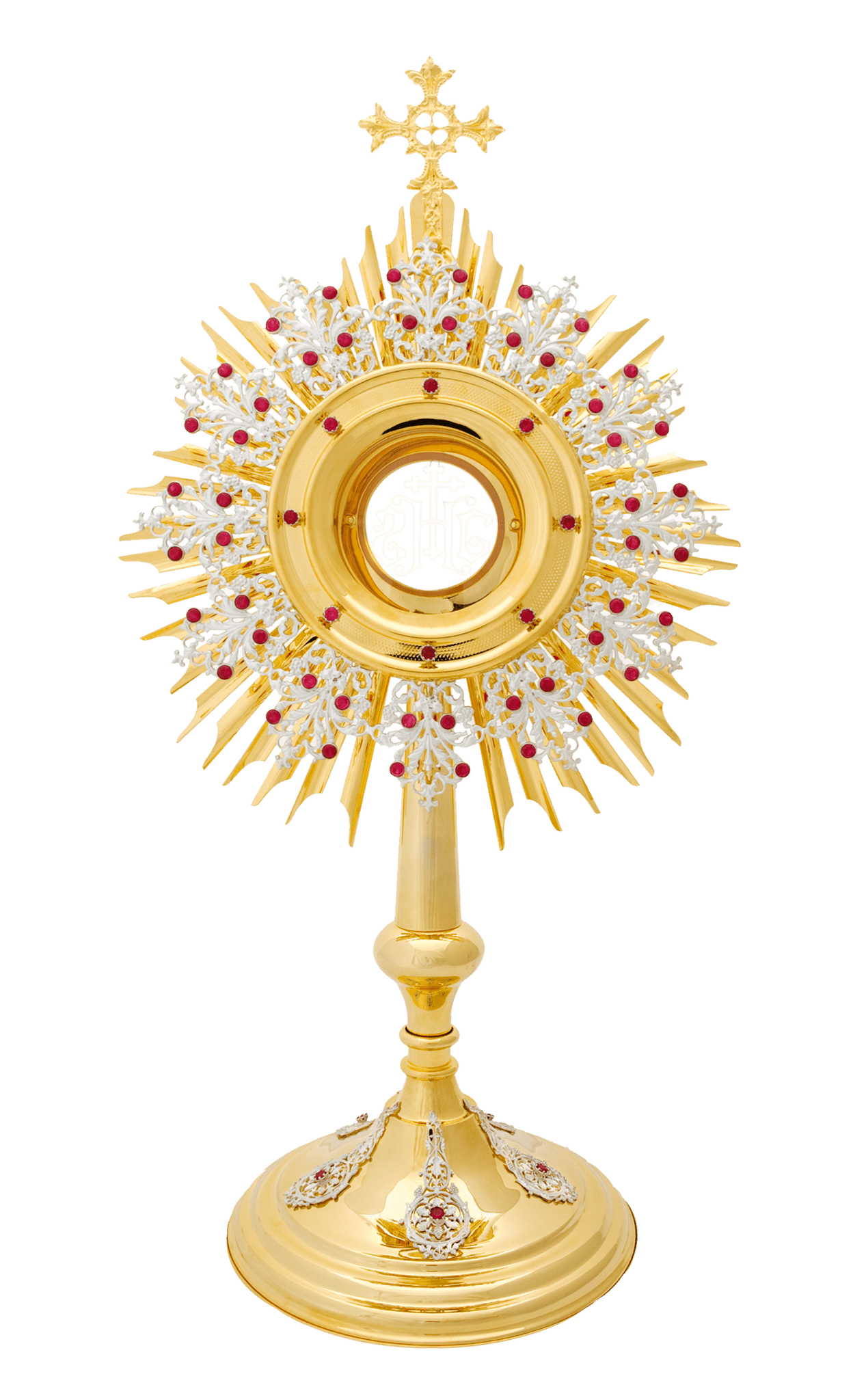 Custodia de Latón Dorado Hecha a Mano con Rubíes KNR/0102 57CM - CASULLAS.ES