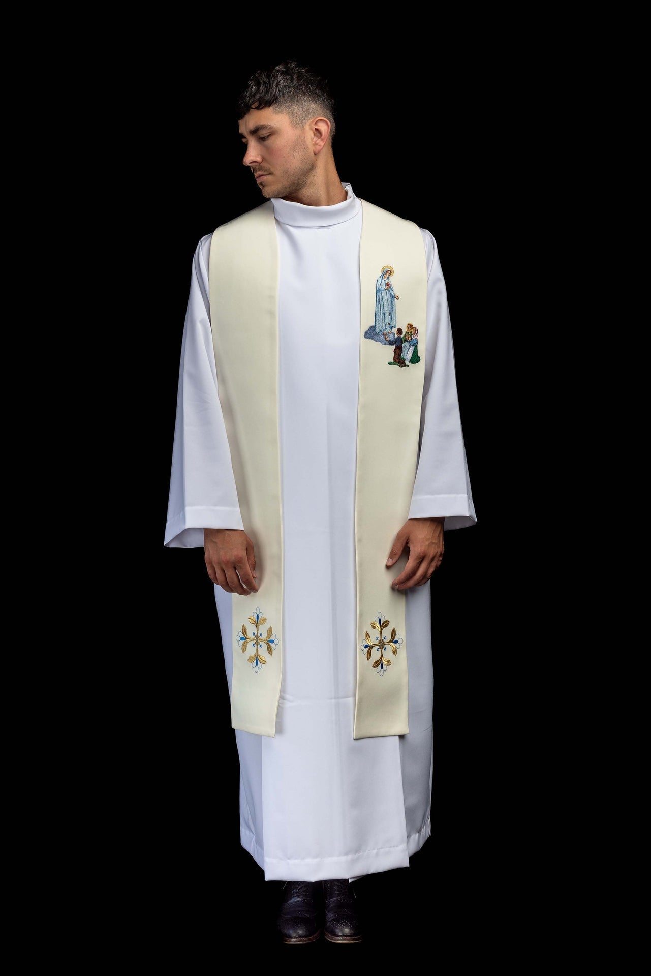 Estola bordada con la imagen de Nuestra Señora de Fátima KSW2/014 - CASULLAS.ES