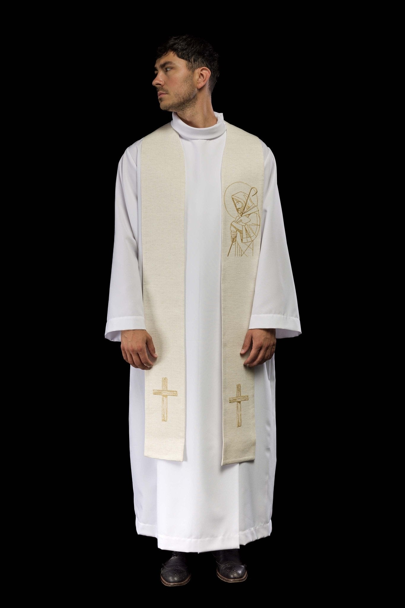 Estola bordada “Jesús el Buen Pastor” ecru S-2059-05-49 - CASULLAS.ES