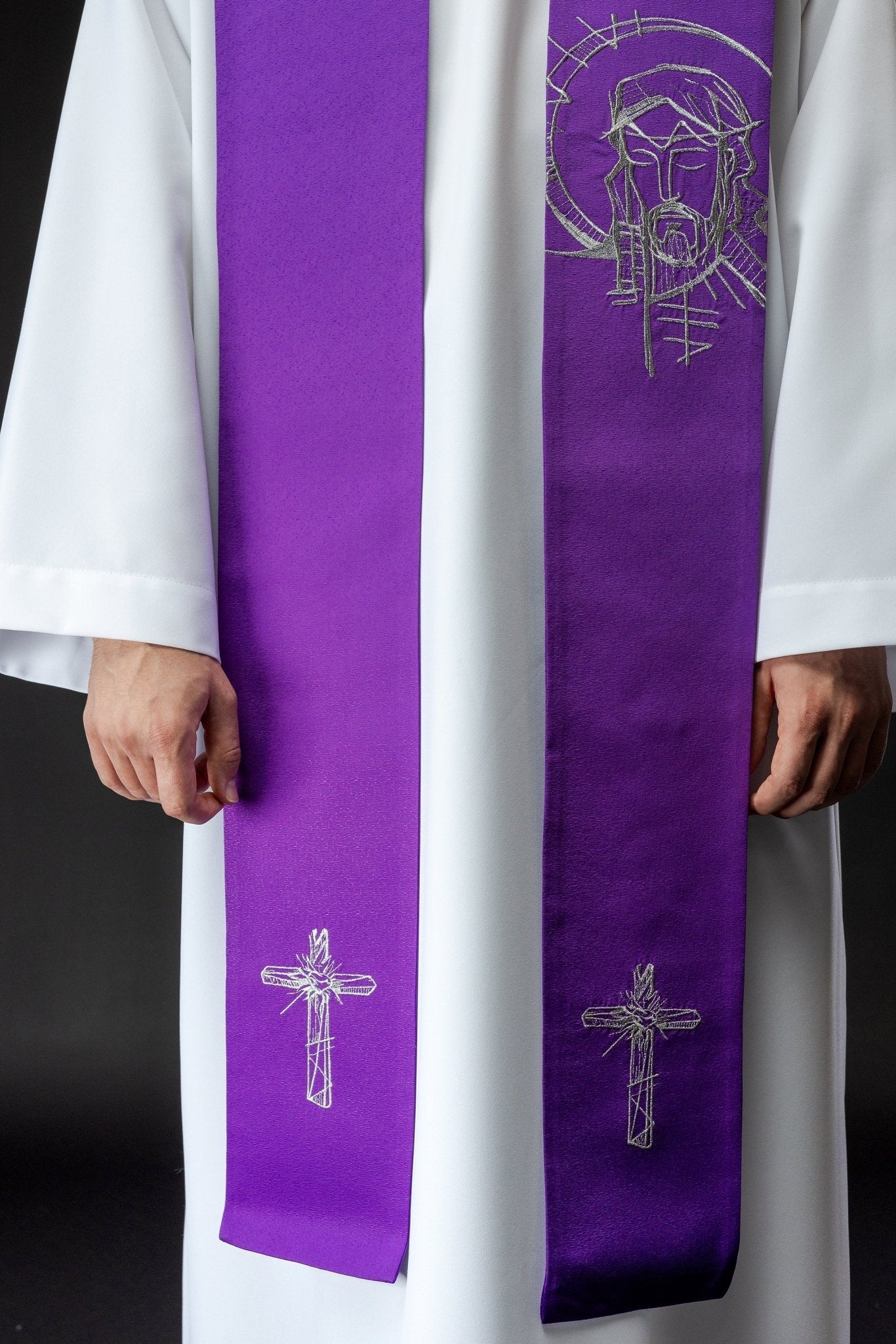 Estola bordada para Cuaresma con Jesús S - 2060 - 03 - 43 - CASULLAS.ES