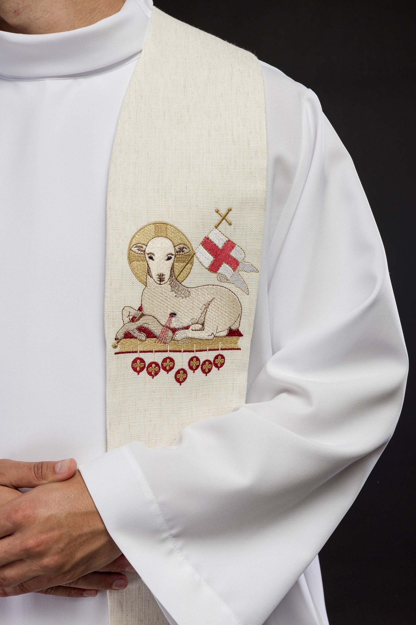Estola de Pascua con Cordero de Dios bordado KDT/2049/05/49 ECRU - CASULLAS.ES