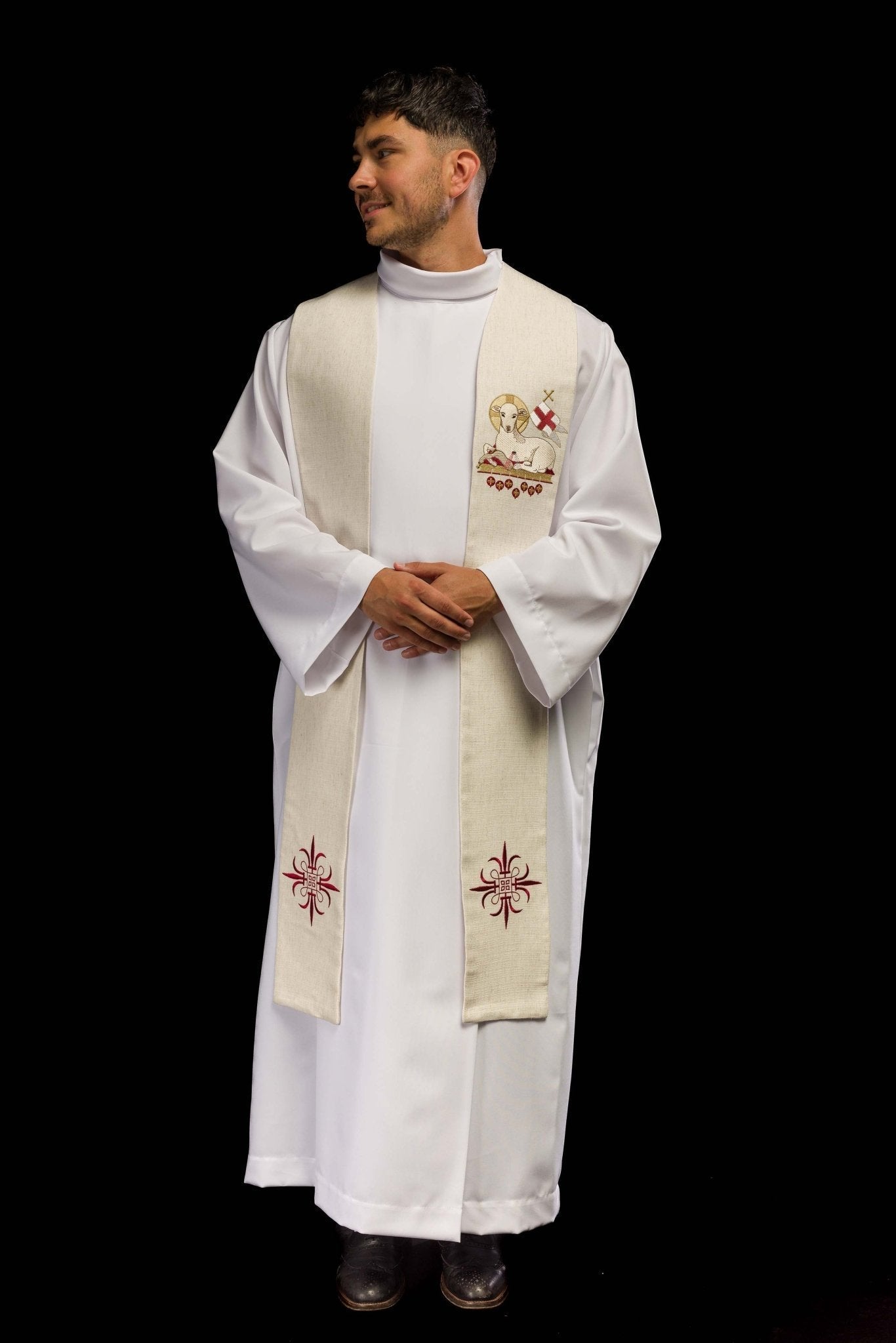Estola de Pascua con Cordero de Dios bordado KDT/2049/05/49 ECRU - CASULLAS.ES