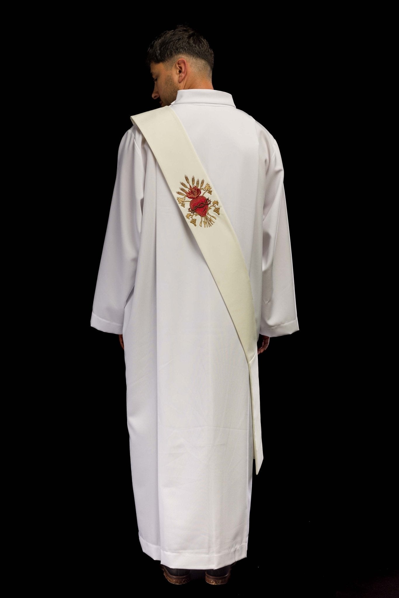Estola diaconal con bordado del Corazón de Jesús KSD/137/05/01 ECRU - CASULLAS.ES