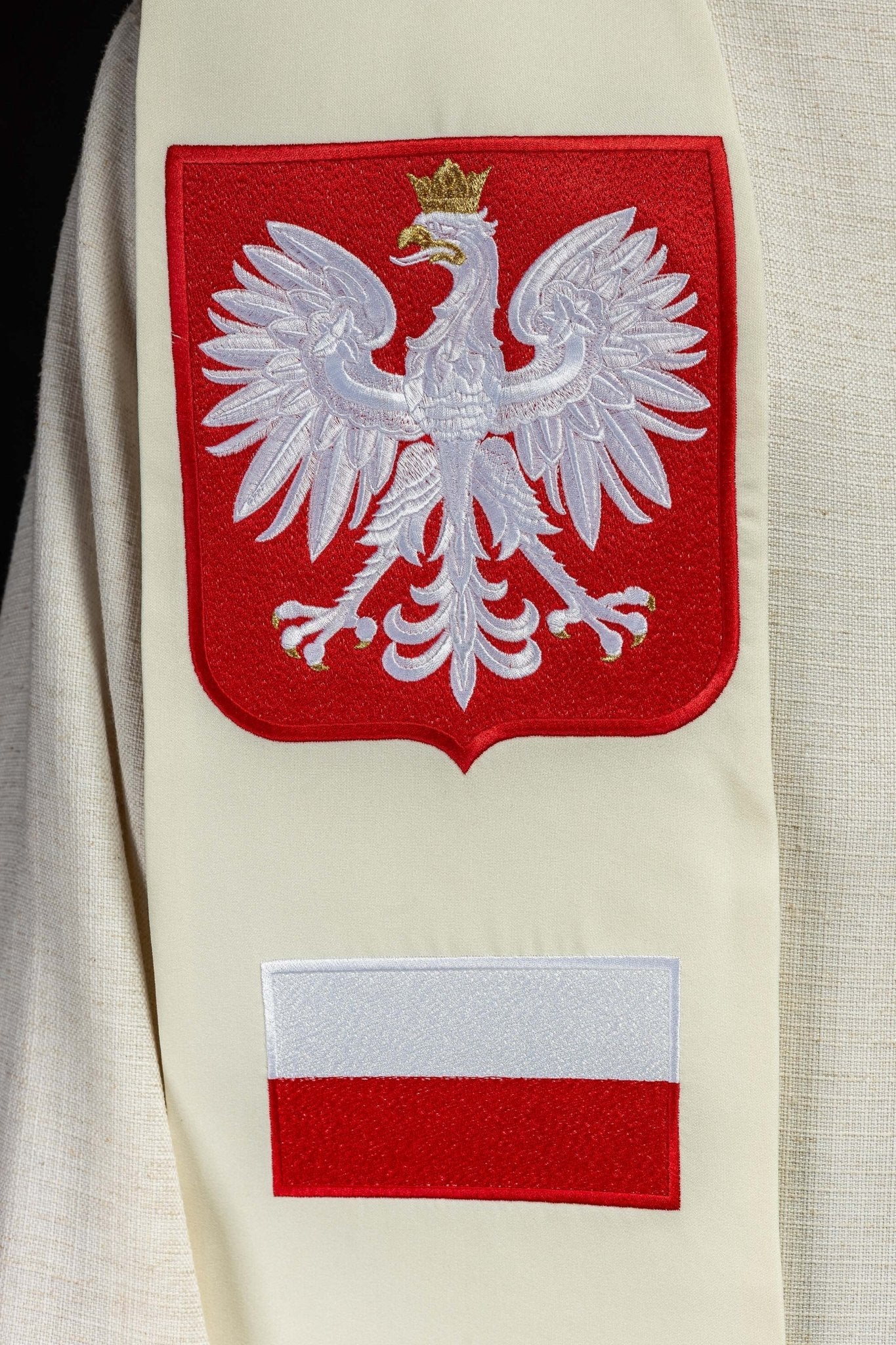 Estola marfil bordada de Nuestra Señora de Czestochowa KST/501/05/01 ECRU - CASULLAS.ES