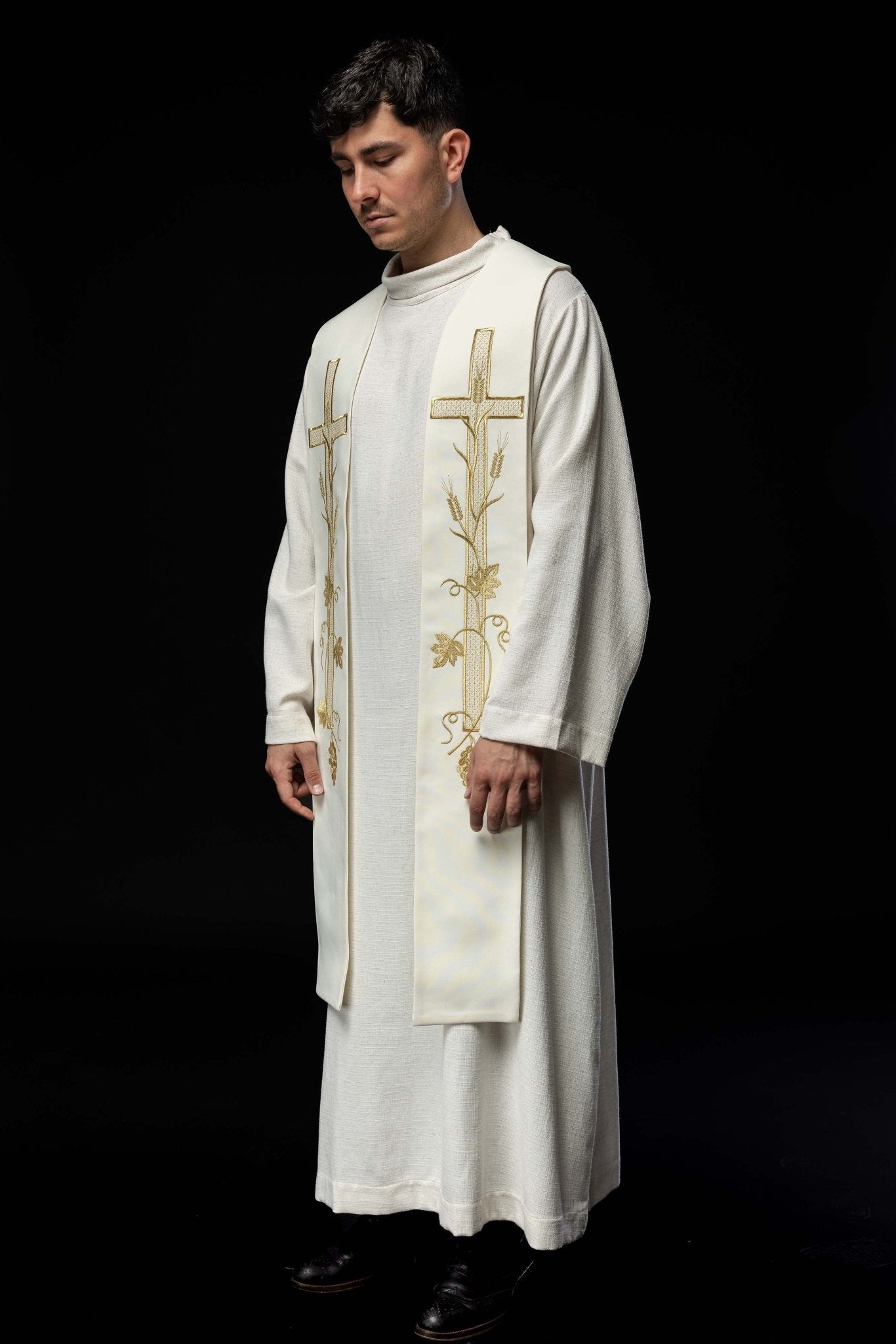 Estola marfil con bordado Cruz KST/072/05/01 ECRU - CASULLAS.ES