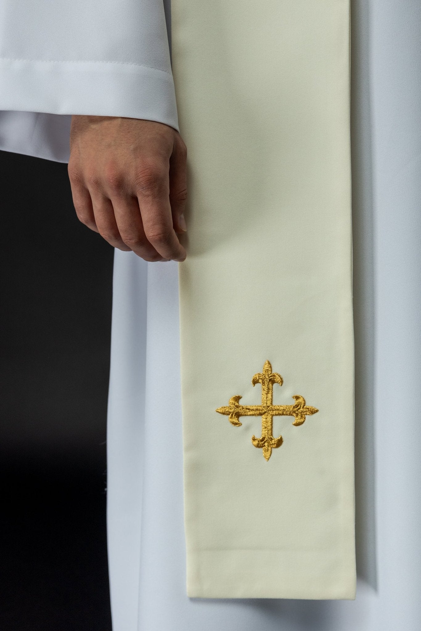 Estola marfil con bordado Cruz, IHS y corazón de Jesucristo KST/159/05/01 ECRU - CASULLAS.ES