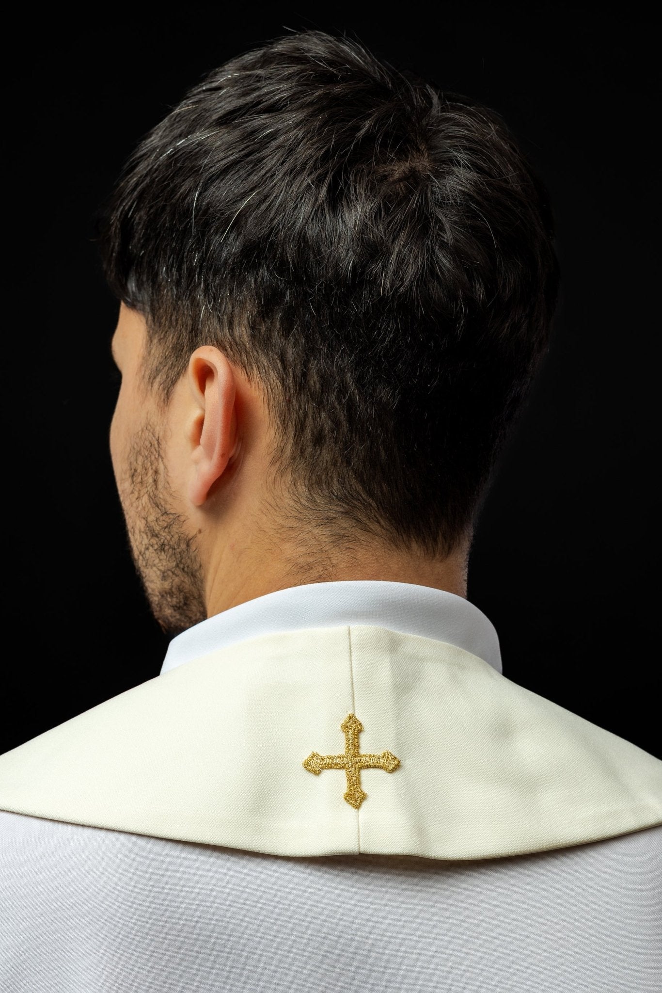 Estola marfil con bordado Cruz, IHS y corazón de Jesucristo KST/159/05/01 ECRU - CASULLAS.ES