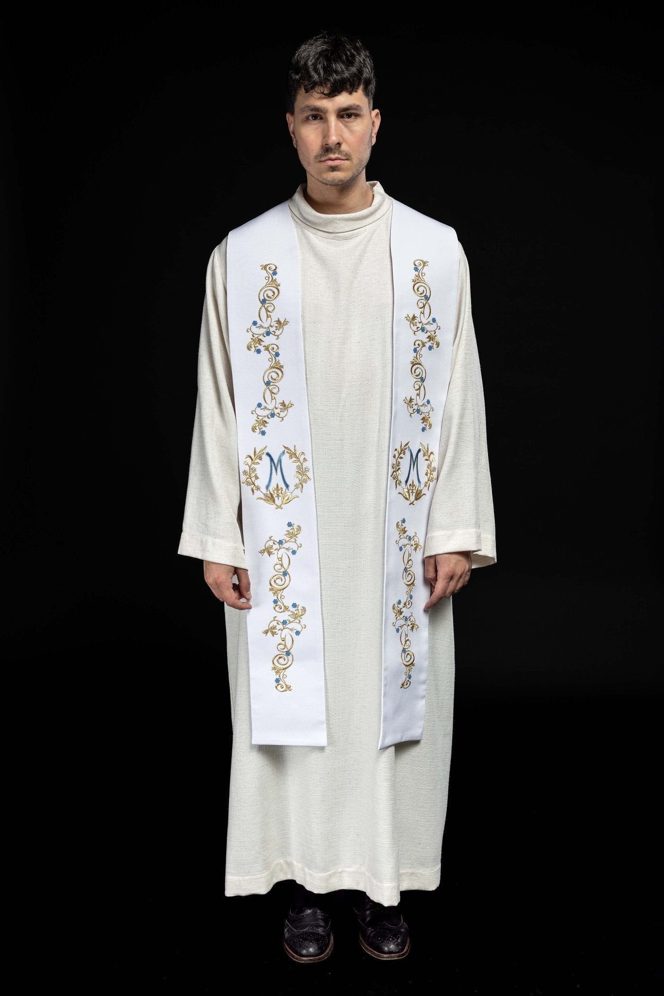 Estola mariana bordada - blanca KST/032/04/01 BIAŁY - CASULLAS.ES