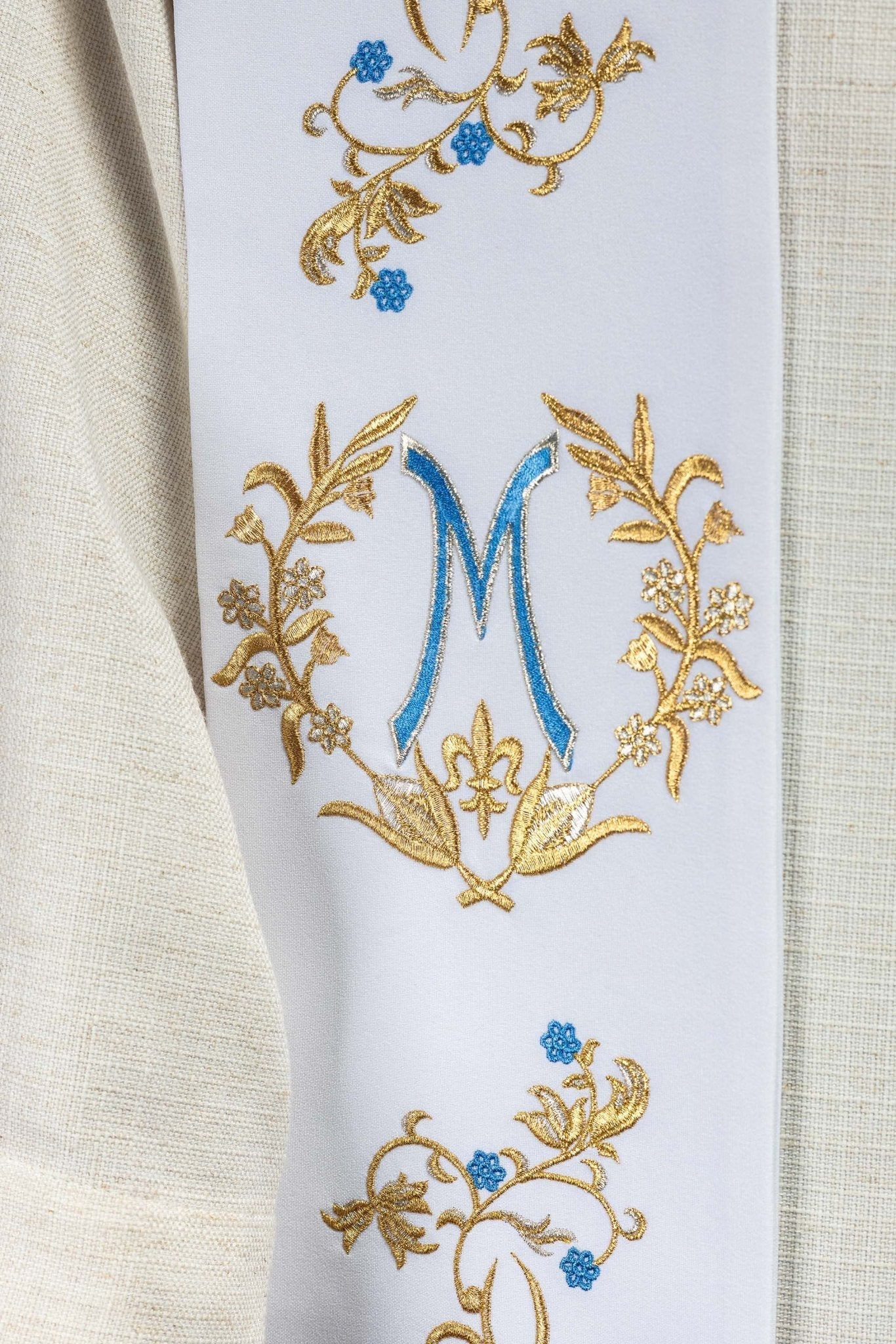 Estola mariana bordada - blanca KST/032/04/01 BIAŁY - CASULLAS.ES
