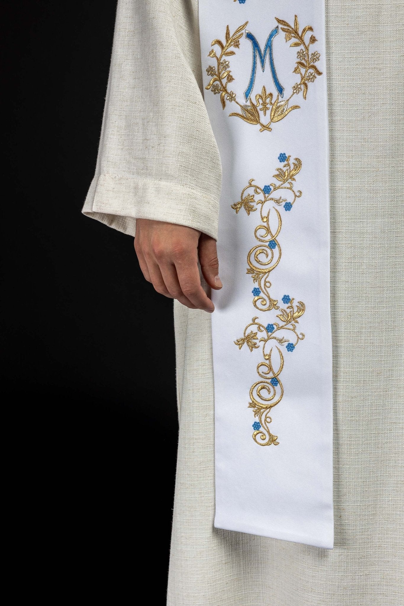 Estola mariana bordada - blanca KST/032/04/01 BIAŁY - CASULLAS.ES