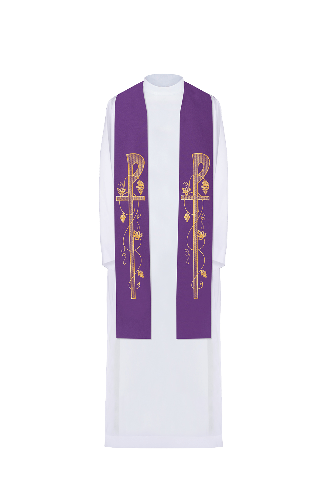 Estola morada con bordado Cruz KST/076/03/01 FIOLET - CASULLAS.ES