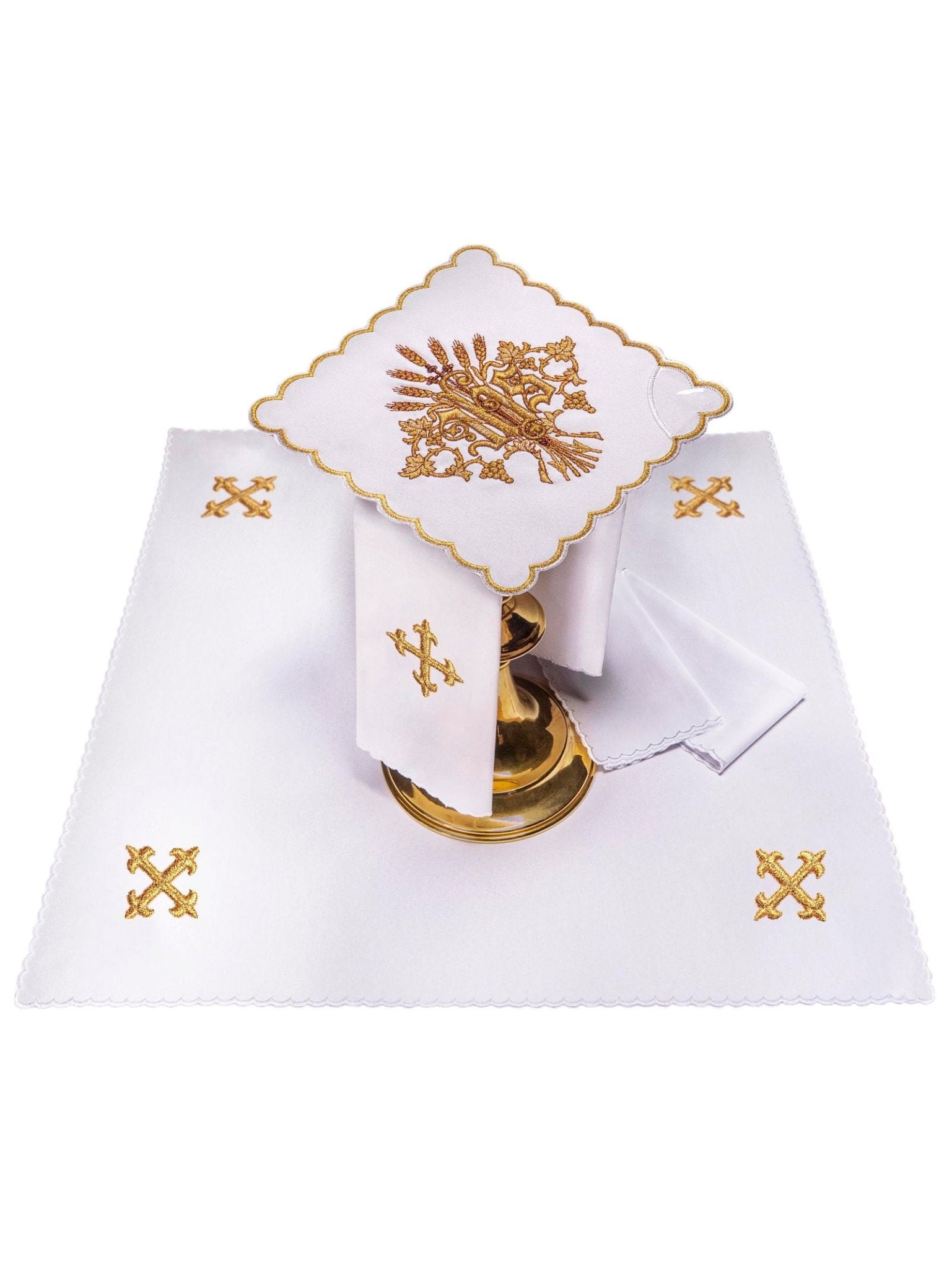 Juego de altar bordado grande IHS y espigas KK/168 - CASULLAS.ES