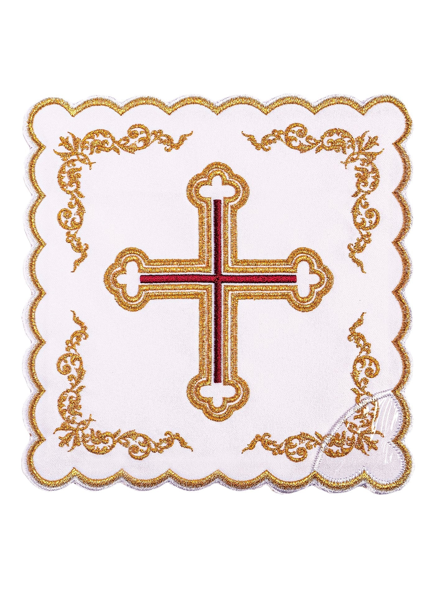 Juego de altar con bordado dorado y motivo de cruz KK/155 - CASULLAS.ES