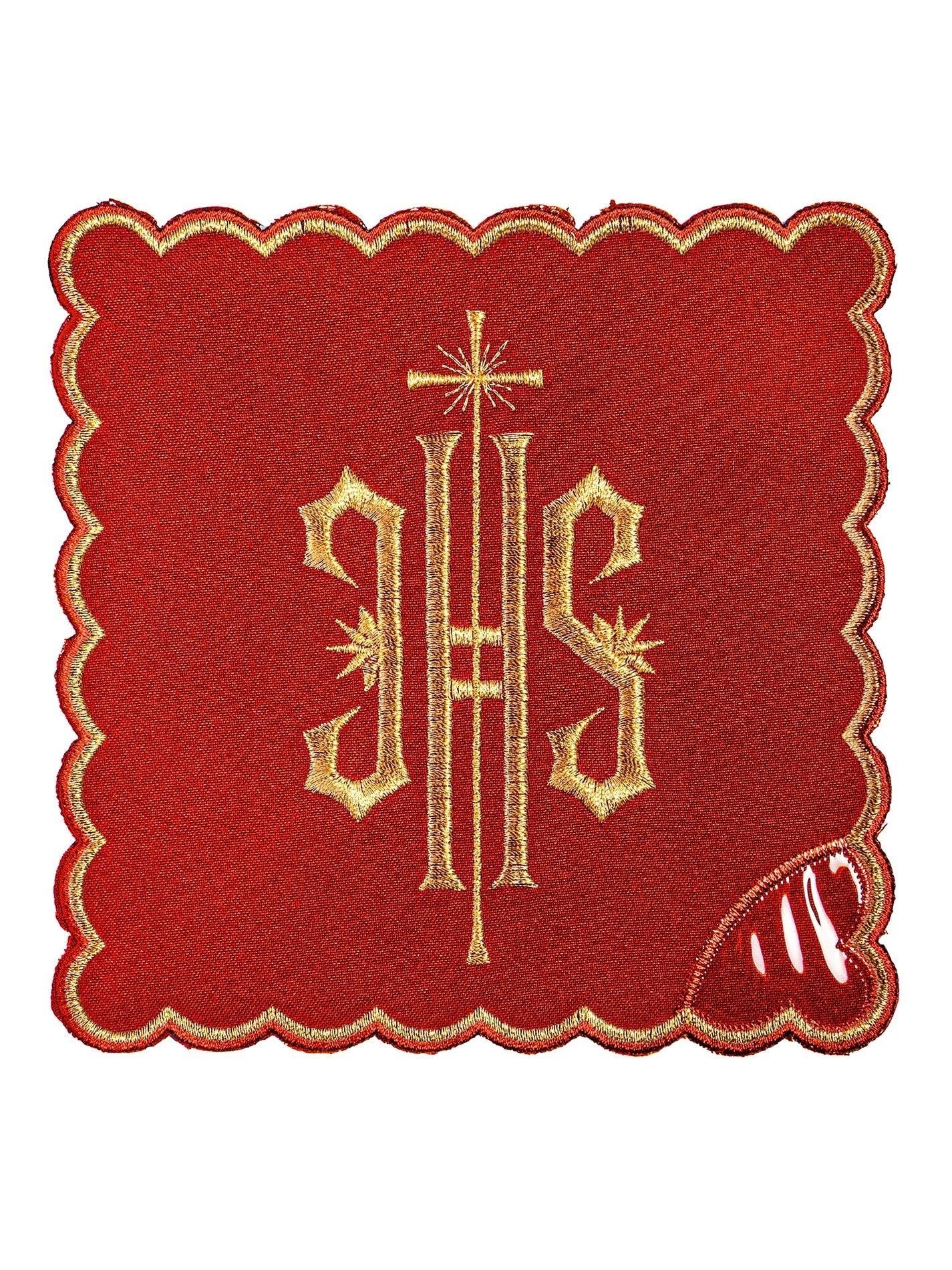Juego de altar con bordado IHS rojo KK/029/02 - CASULLAS.ES