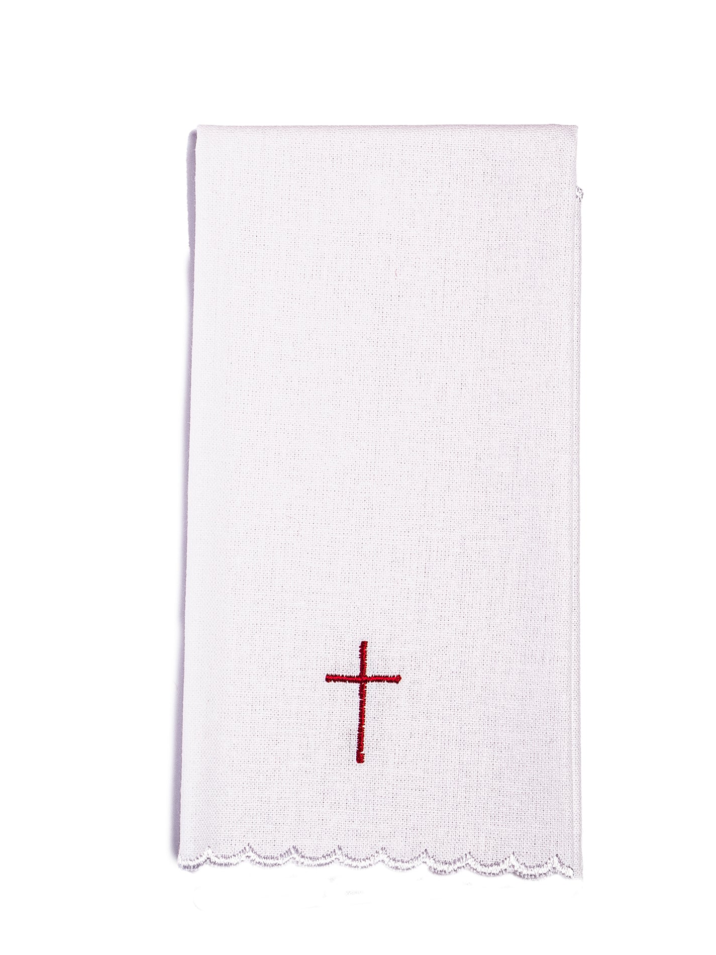 Juego de altar con bordado rojo y motivo de cruz KK/159/04 BIAŁY - CASULLAS.ES