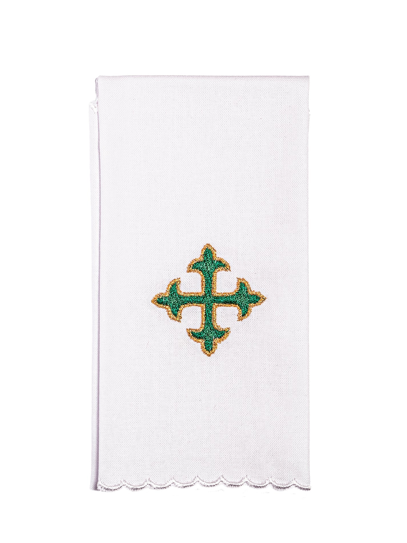 Juego de altar con cruz pequeña bordada verde KK/075/C3 - CASULLAS.ES