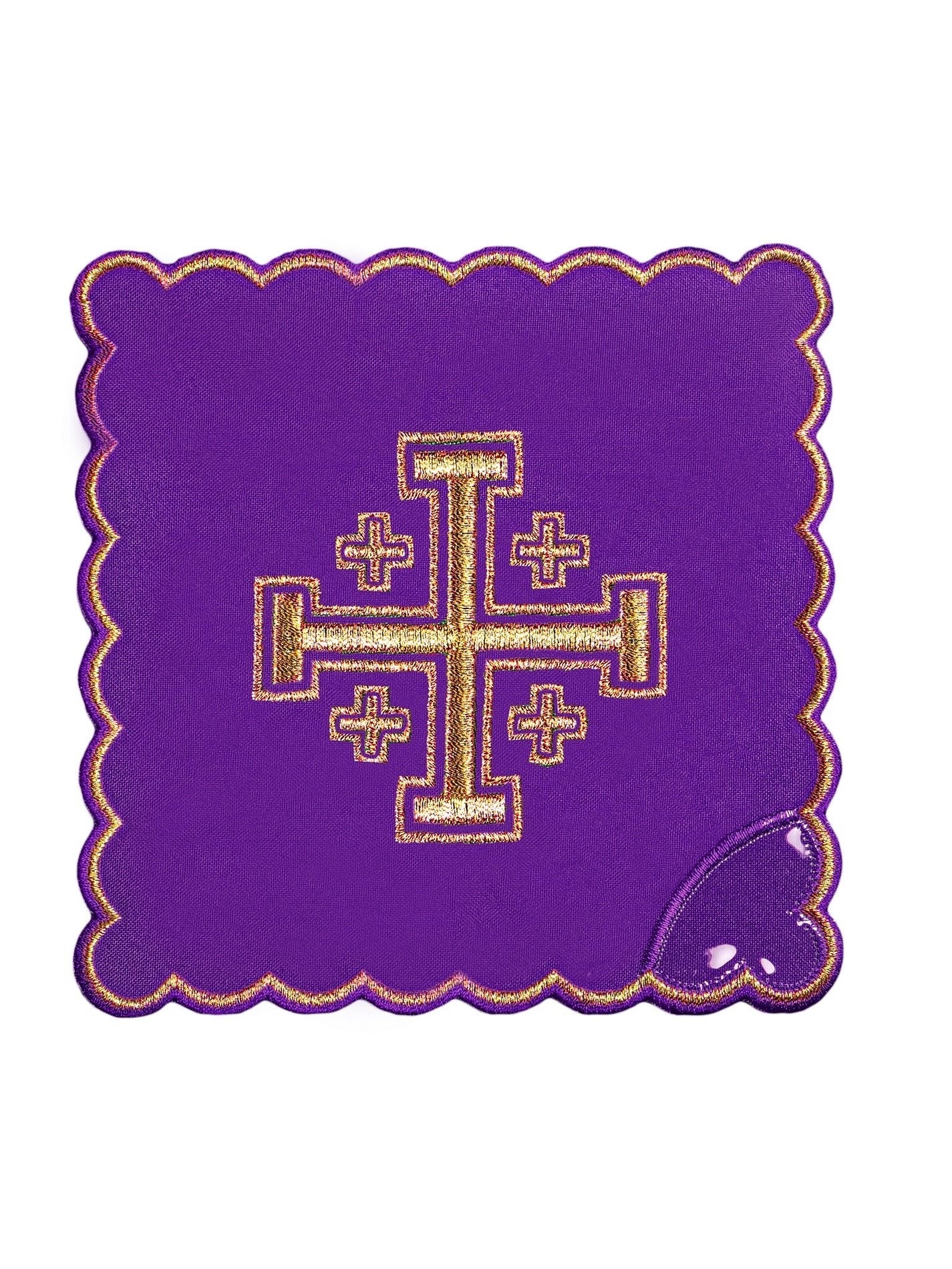 Juego de altar Cruz de Jerusalén bordada Morado KK/030/03 - CASULLAS.ES