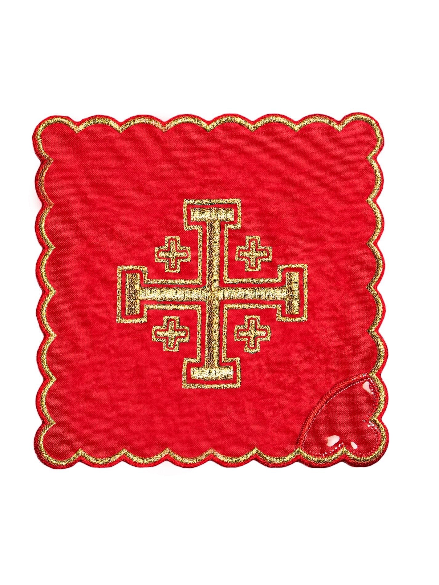Juego de altar Cruz de Jerusalén bordada Rojo KK/030/02 - CASULLAS.ES