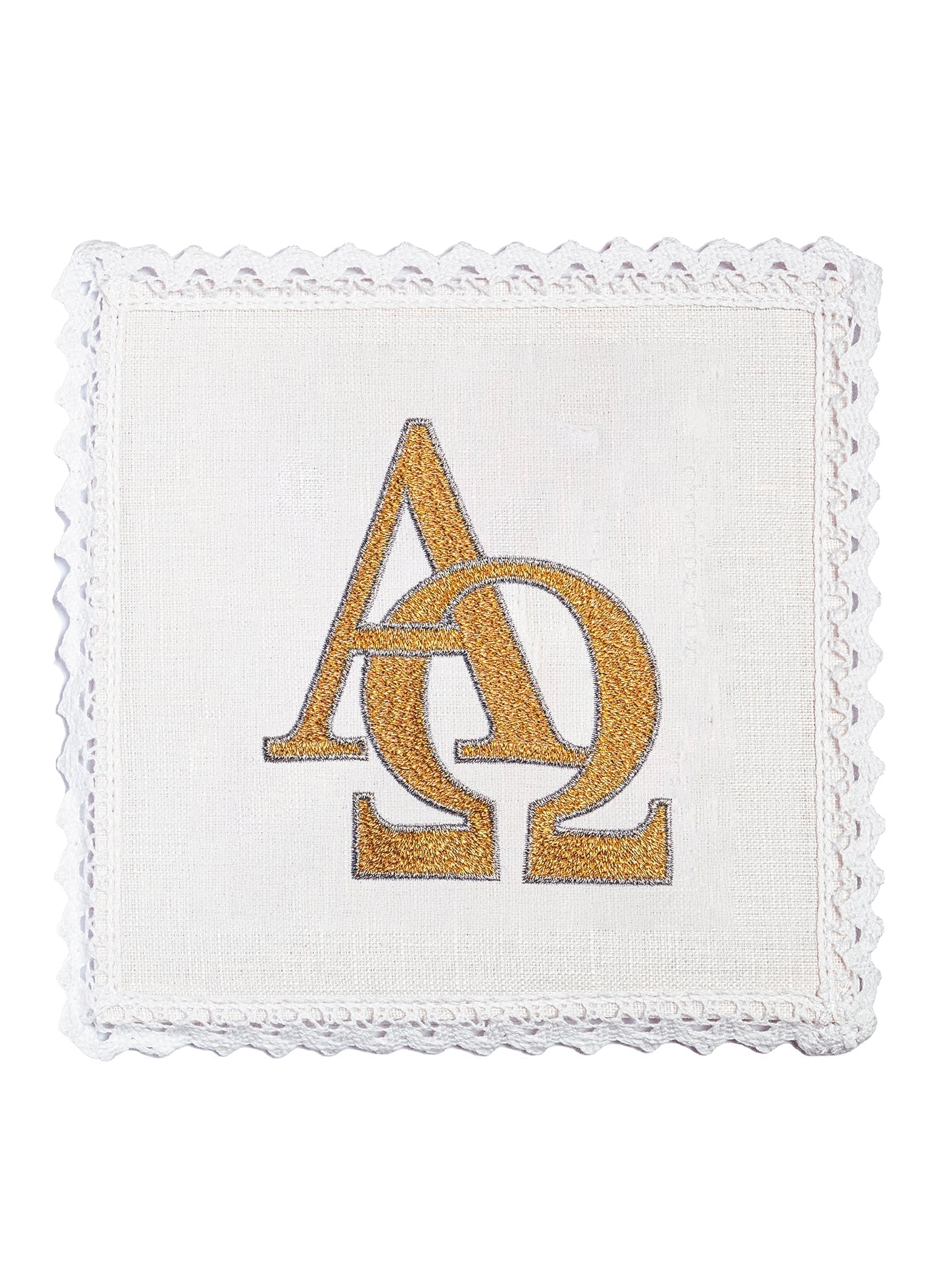 Juego de altar lino bordado Alfa y Omega KKL/177 - CASULLAS.ES