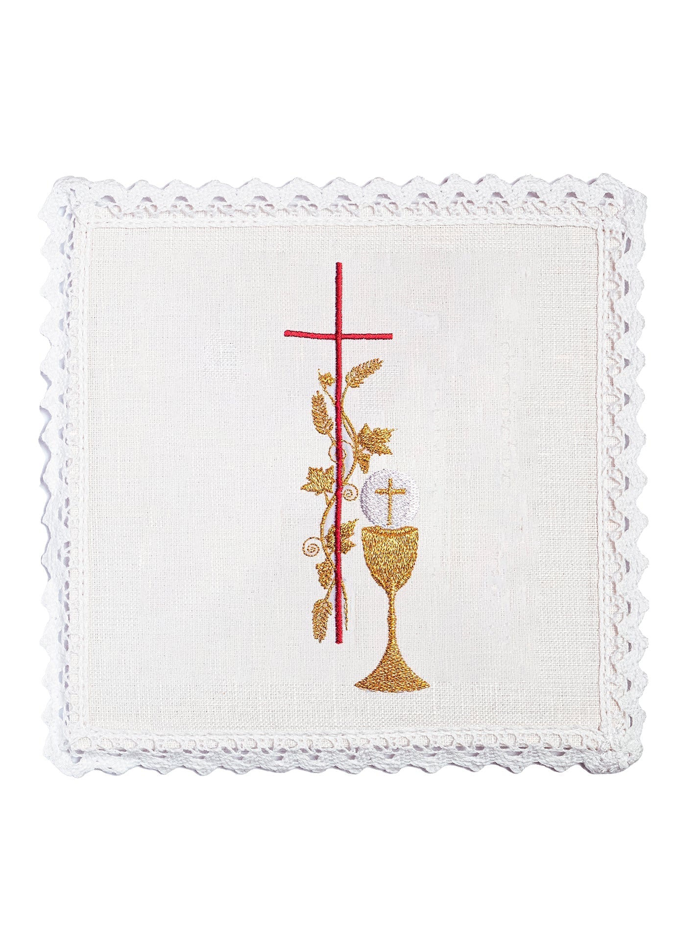 Juego de altar lino bordado cruz y cáliz KKL/176 - CASULLAS.ES