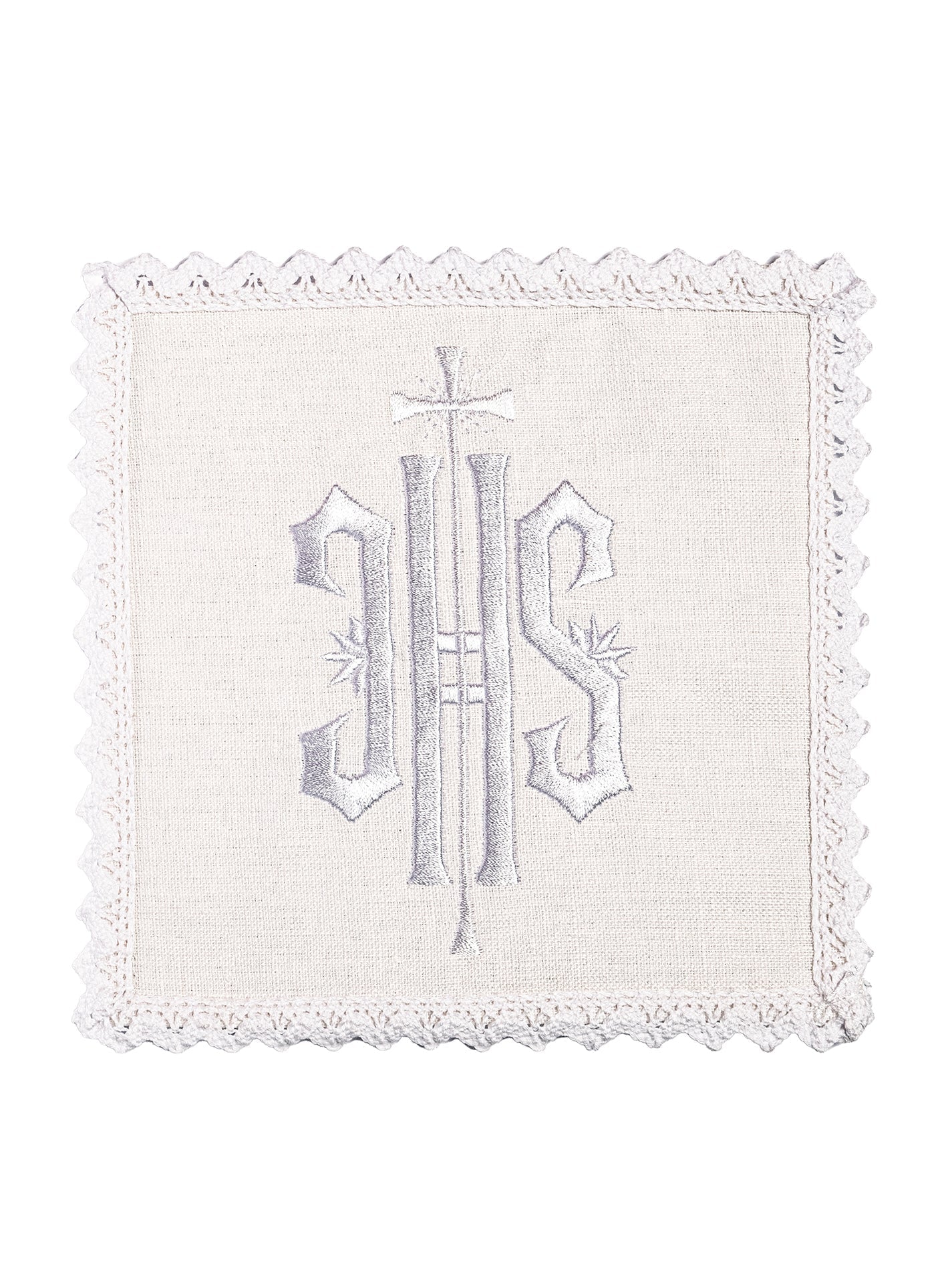 Juego de altar lino con bordado blanco IHS KKL/029/C2 - CASULLAS.ES
