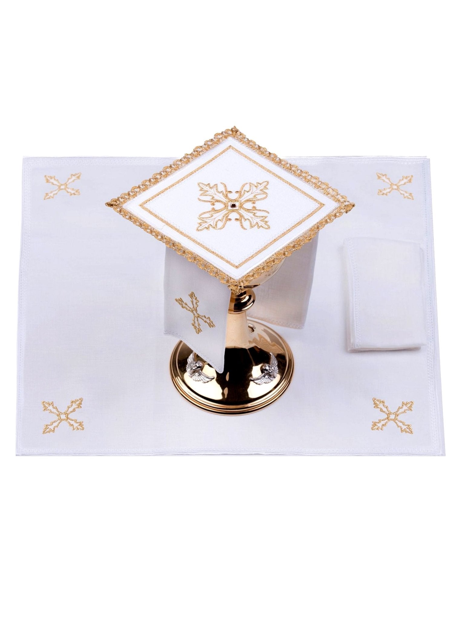 Juego de altar lino con bordado en cruz S - 5012 - CASULLAS.ES