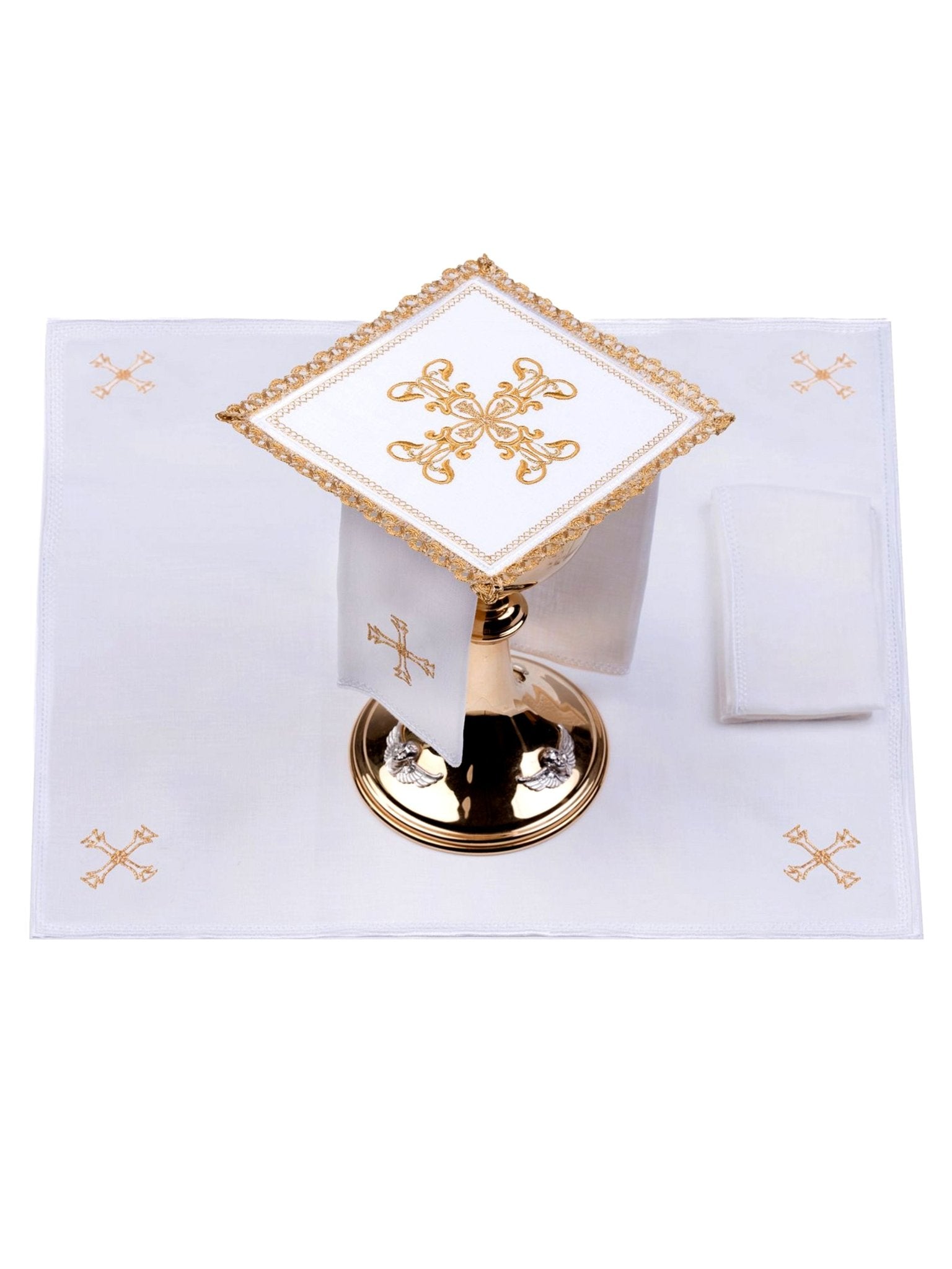 Juego de altar lino con el motivo de la Cruz S - 5003 - CASULLAS.ES