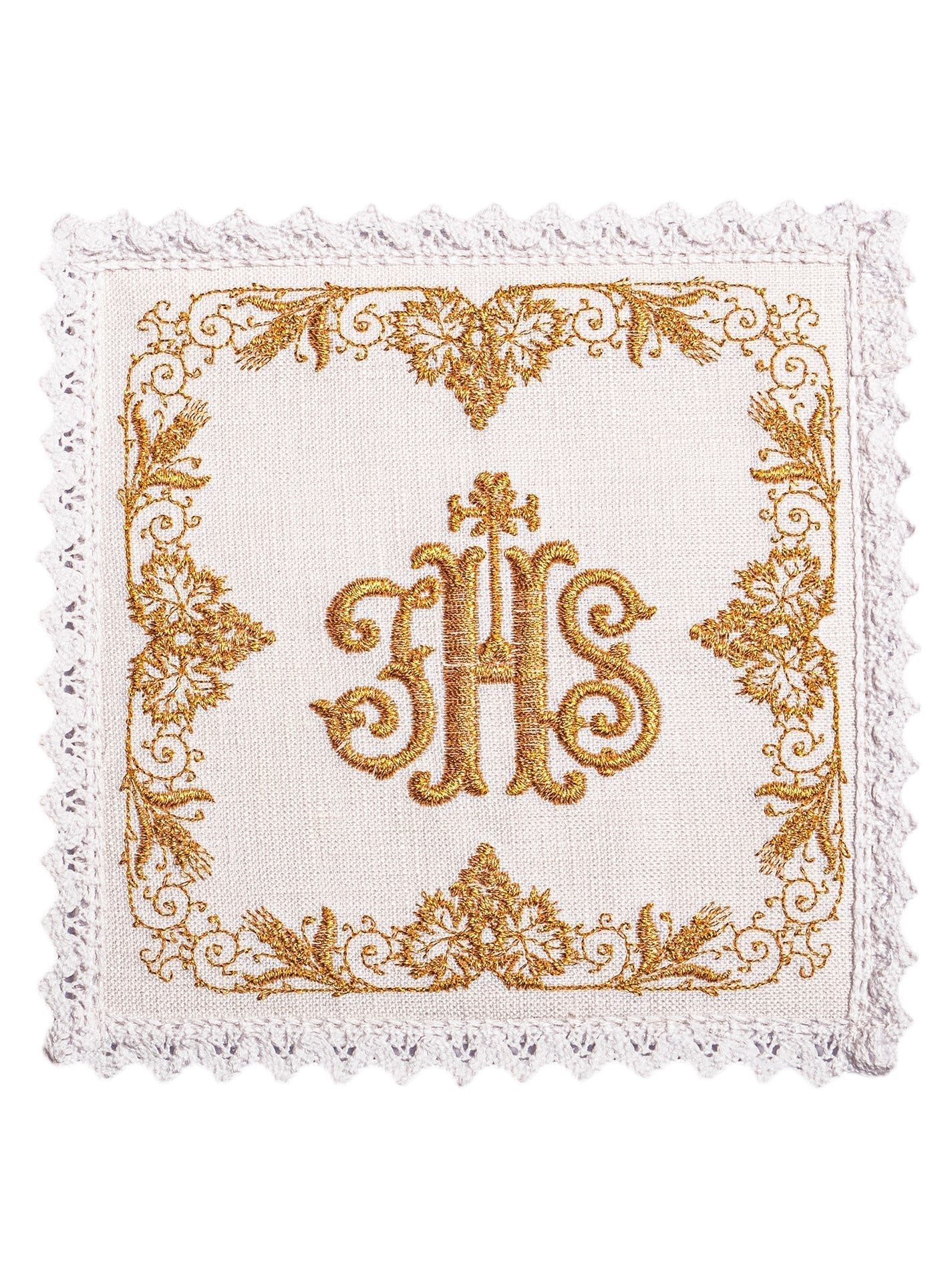 Juego de altar lino ricamente bordado con IHS KKL/049 - CASULLAS.ES